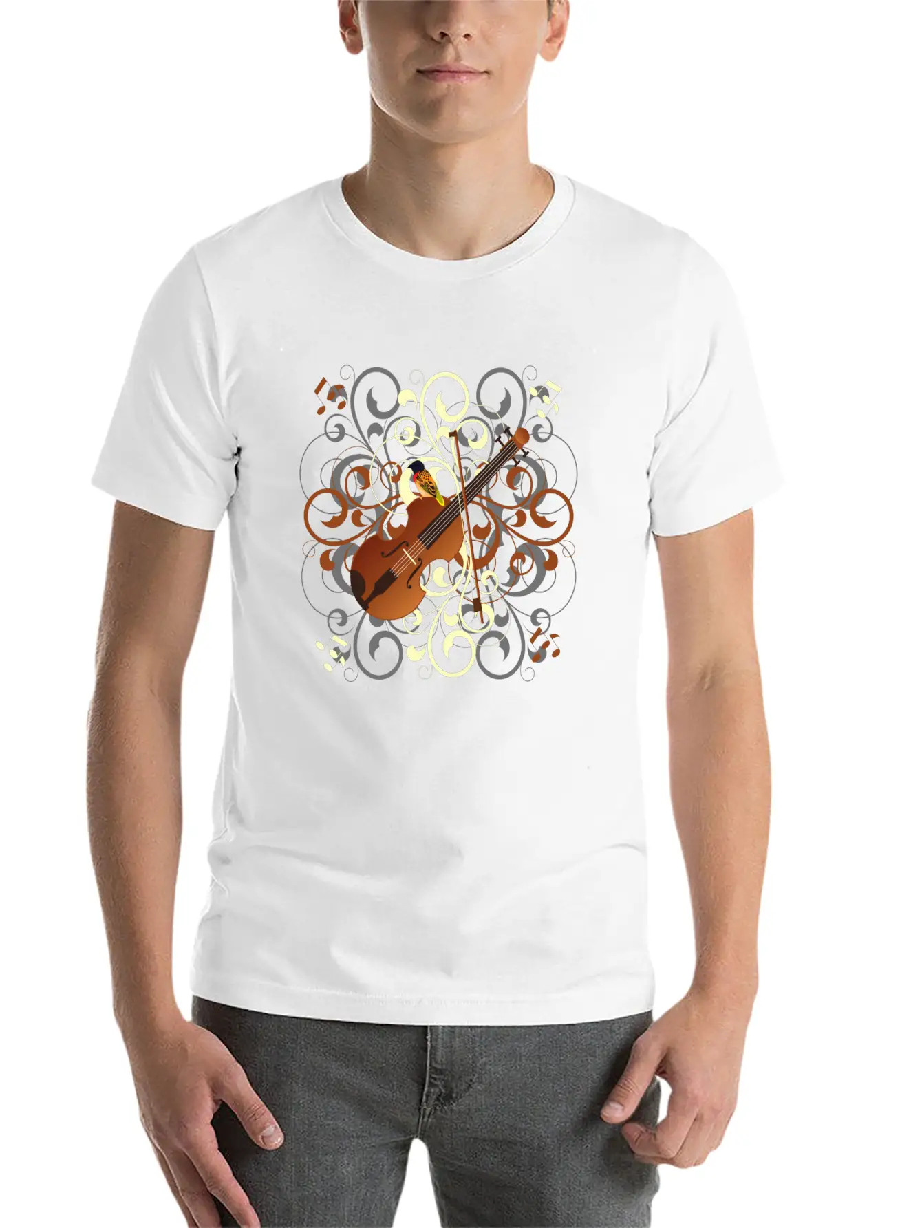 Violin Creamsicle Simple Everyday Graphic Tee – Lightweight Summer Wear