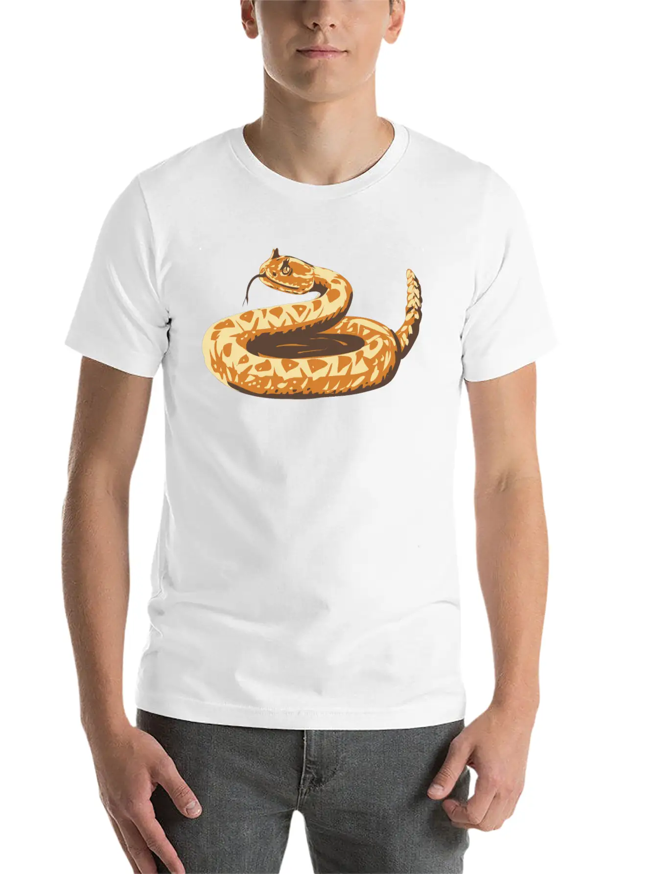 Western Diamondback Rattlesnake Curled Up WPA Art Basic Graphic T-Shirt – Daily Comfort In Soft Cotton