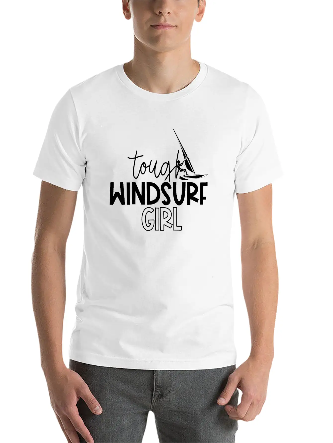 Windsurfer Girl Surfer Girl Classic Crew Neck Graphic Tee – Everyday Minimal Look
