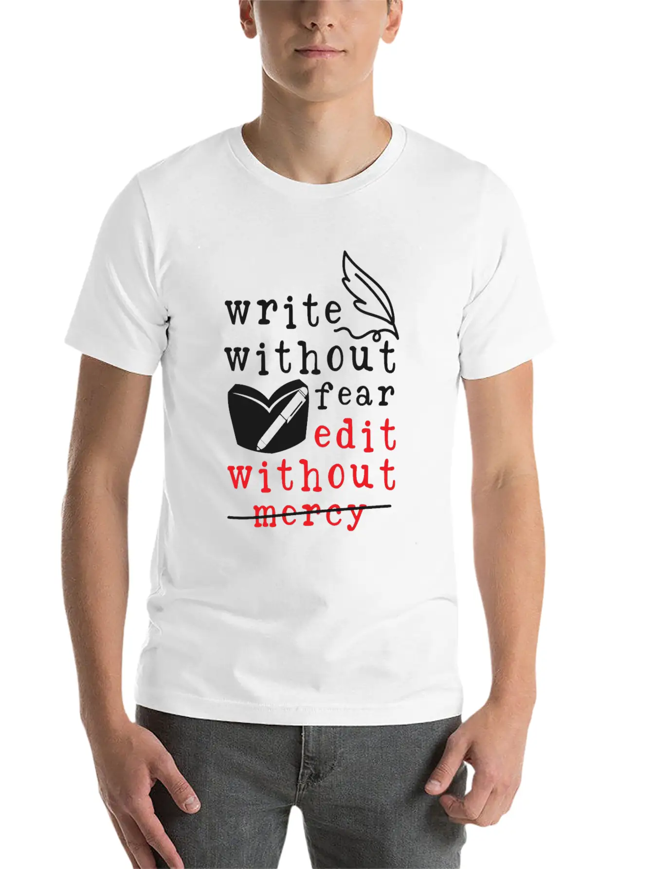 Writing Quill Novel Writer & Breathable Graphic T-Shirt – Perfect For Casual Days
