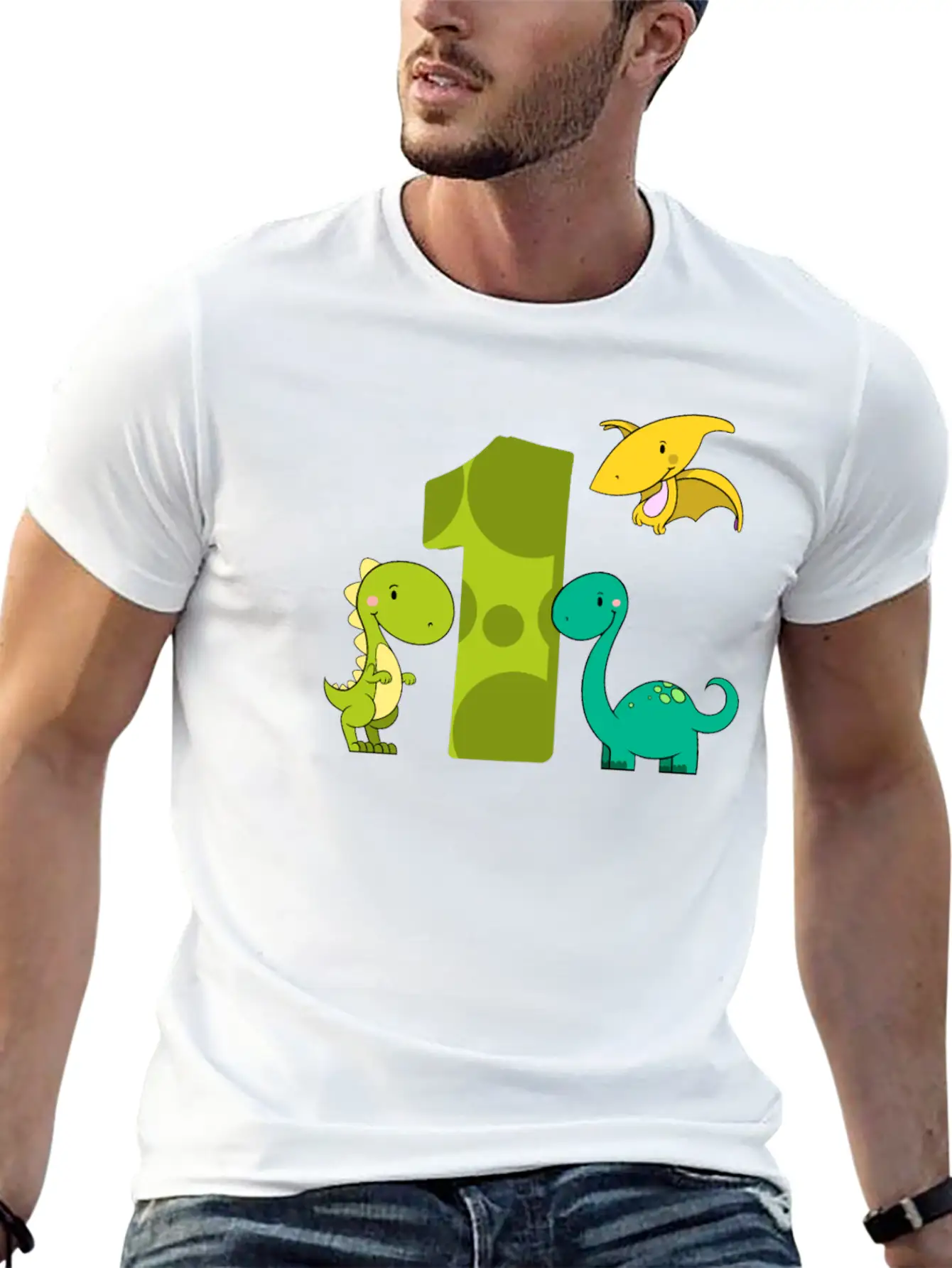 1 Year Old Boy Dinosaurs 1st Birthday Stylish Everyday T-Shirt – Unisex Basic Cotton Tee