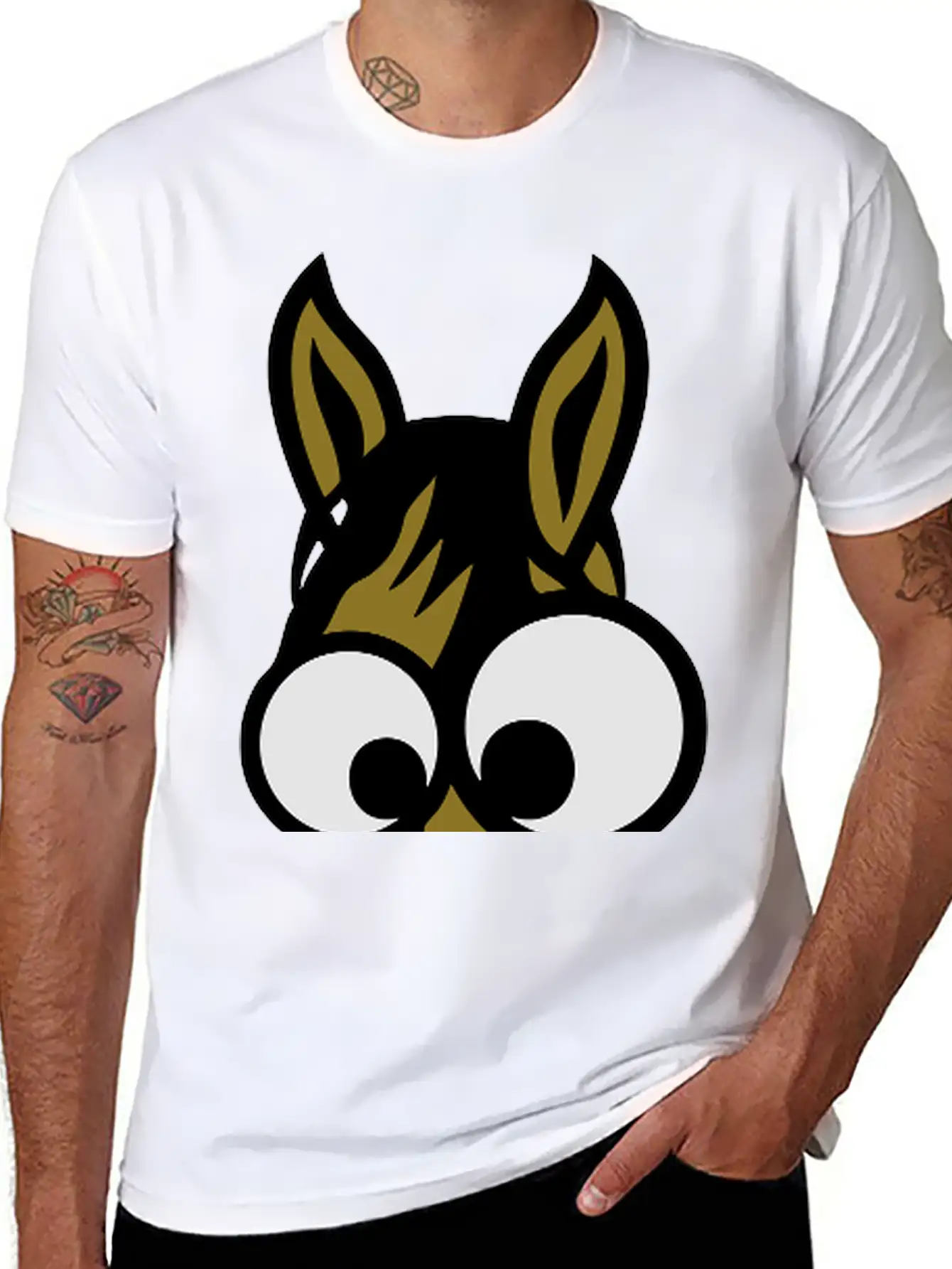 1010 Animal Horse Funny Face Essential Cotton Tee For Daily Outfits – Unisex Style