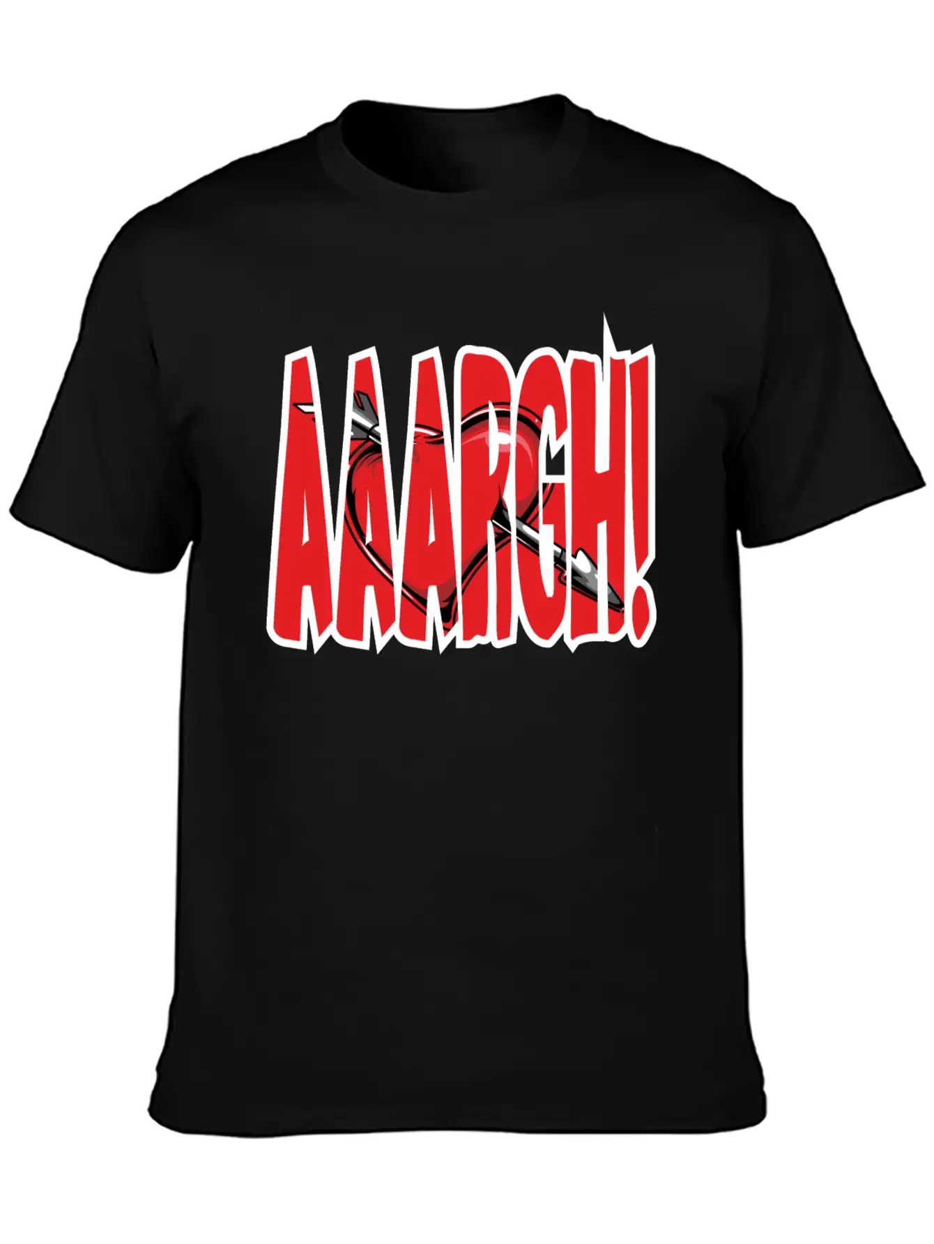 288 2 Aaargh Heart Arrow Stab 1 Stylish Everyday T-Shirt – Unisex Basic Cotton Tee