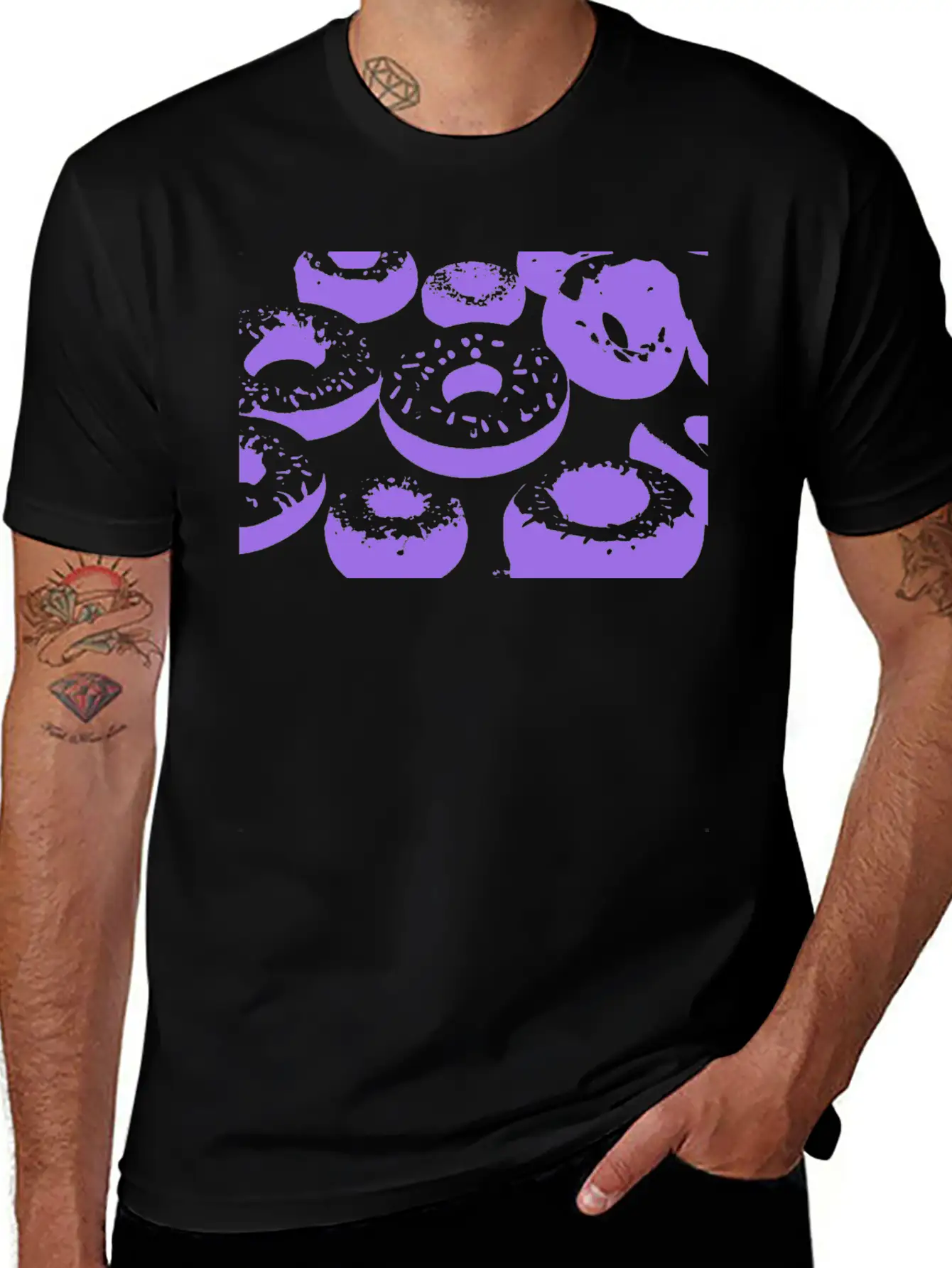 3d Purple Donuts Lightweight Cotton T-Shirt – Daily Comfort Graphic Shirt