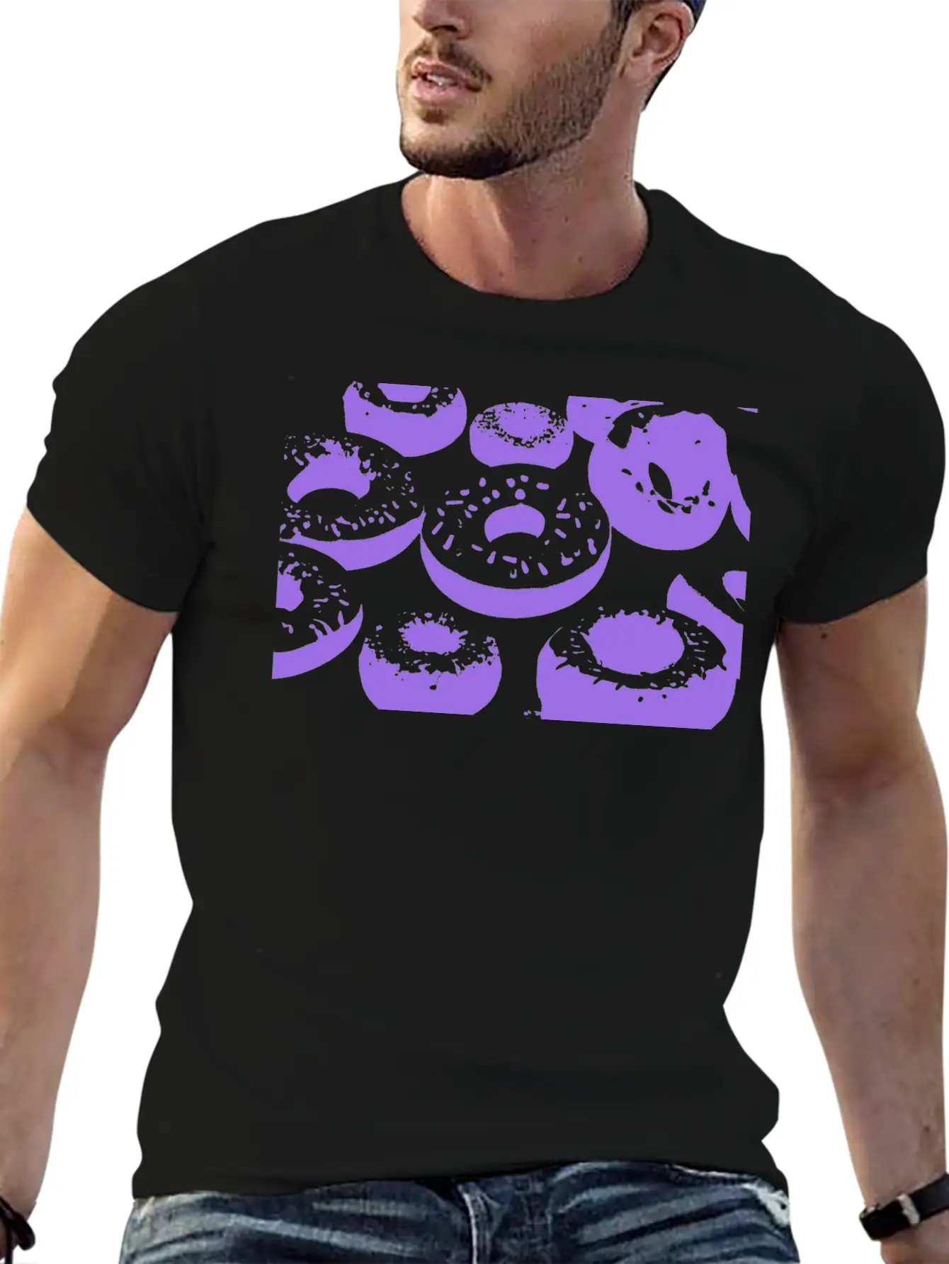 3d Purple Donuts Lightweight Cotton T-Shirt – Daily Comfort Graphic Shirt