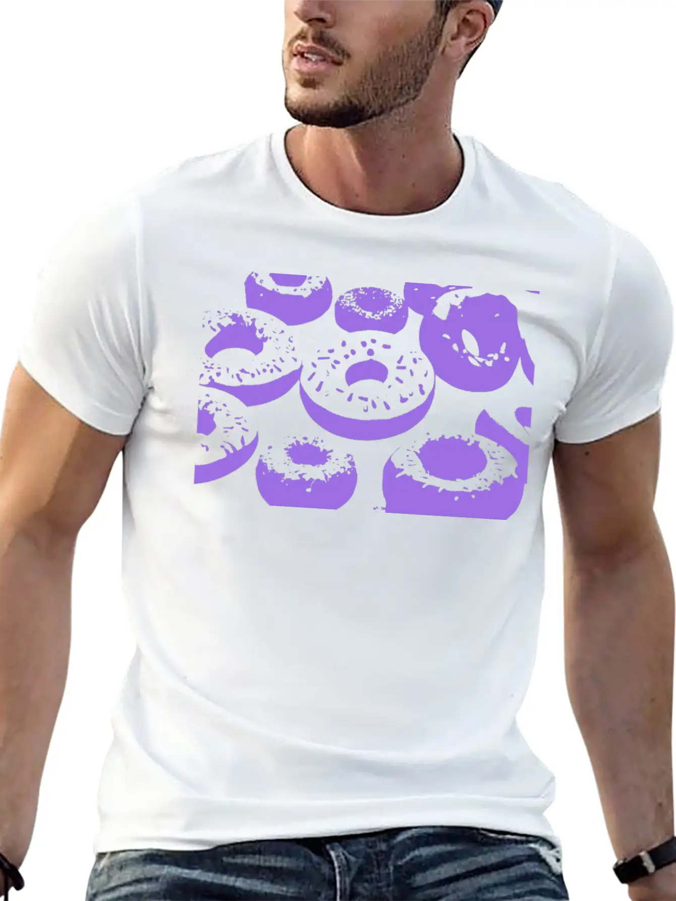 3d Purple Donuts Lightweight Cotton T-Shirt – Daily Comfort Graphic Shirt