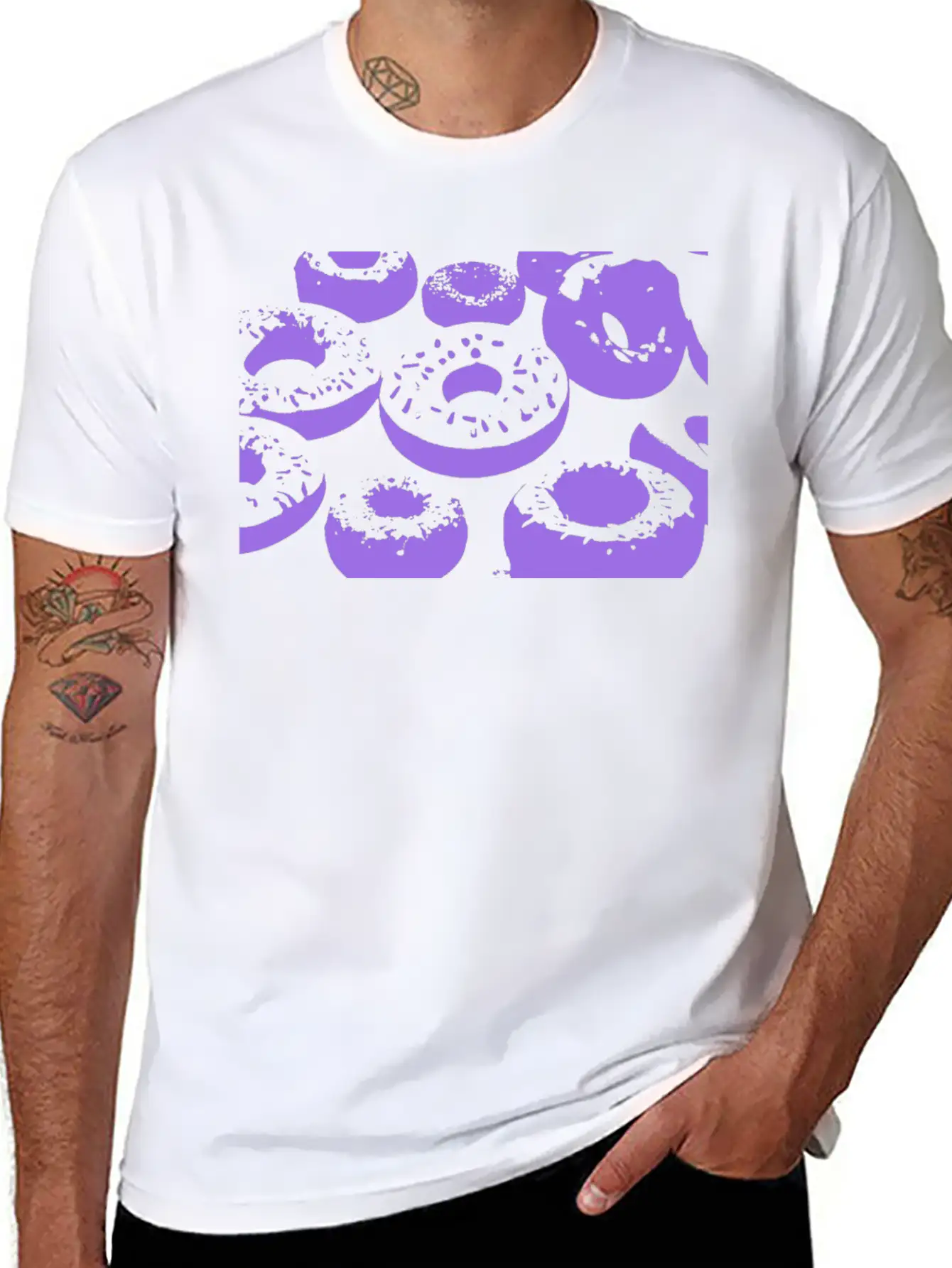 3d Purple Donuts Lightweight Cotton T-Shirt – Daily Comfort Graphic Shirt