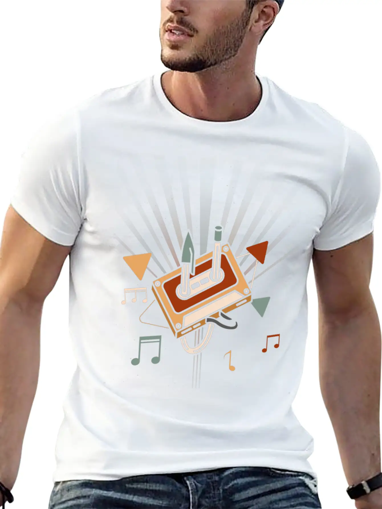 80's Cassette Tape 1990s Pencil Winding Cassette Relaxed Everyday Tee – Lightweight And Durable Cotton