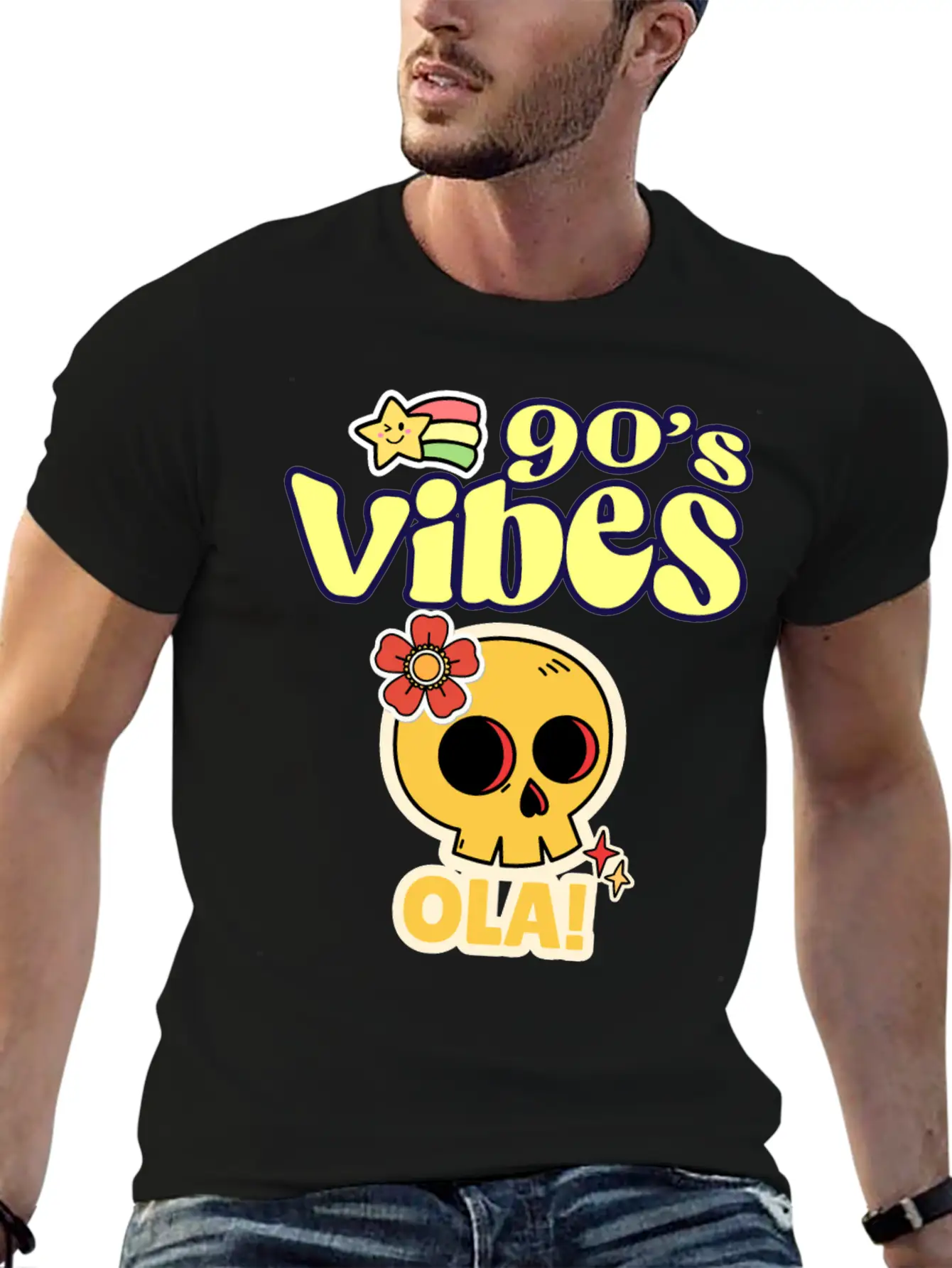 90's Vibes Retro Skull Stylish Everyday T-Shirt – Unisex Basic Cotton Tee