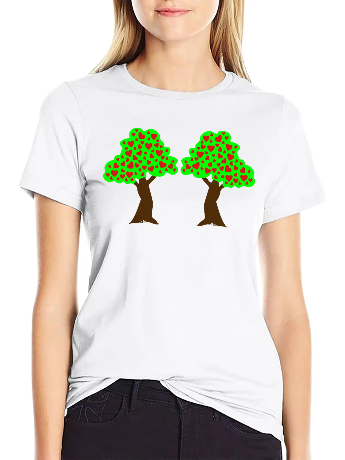 ❤ټRomantic Heart Trees-Plant Love Treesټ❤ Basic Graphic T-Shirt – Daily Comfort In Soft Cotton