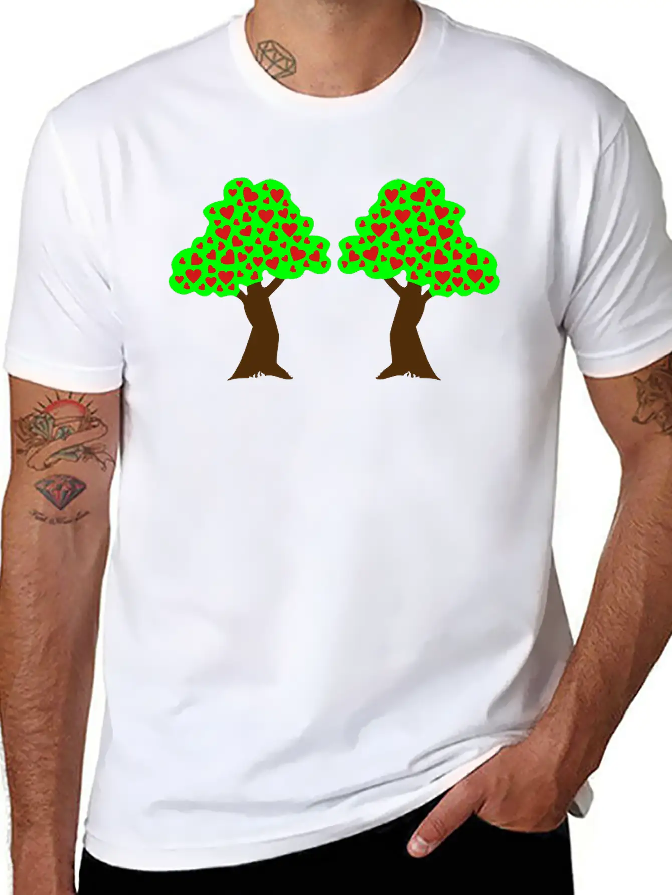 ❤ټRomantic Heart Trees-Plant Love Treesټ❤ Basic Graphic T-Shirt – Daily Comfort In Soft Cotton