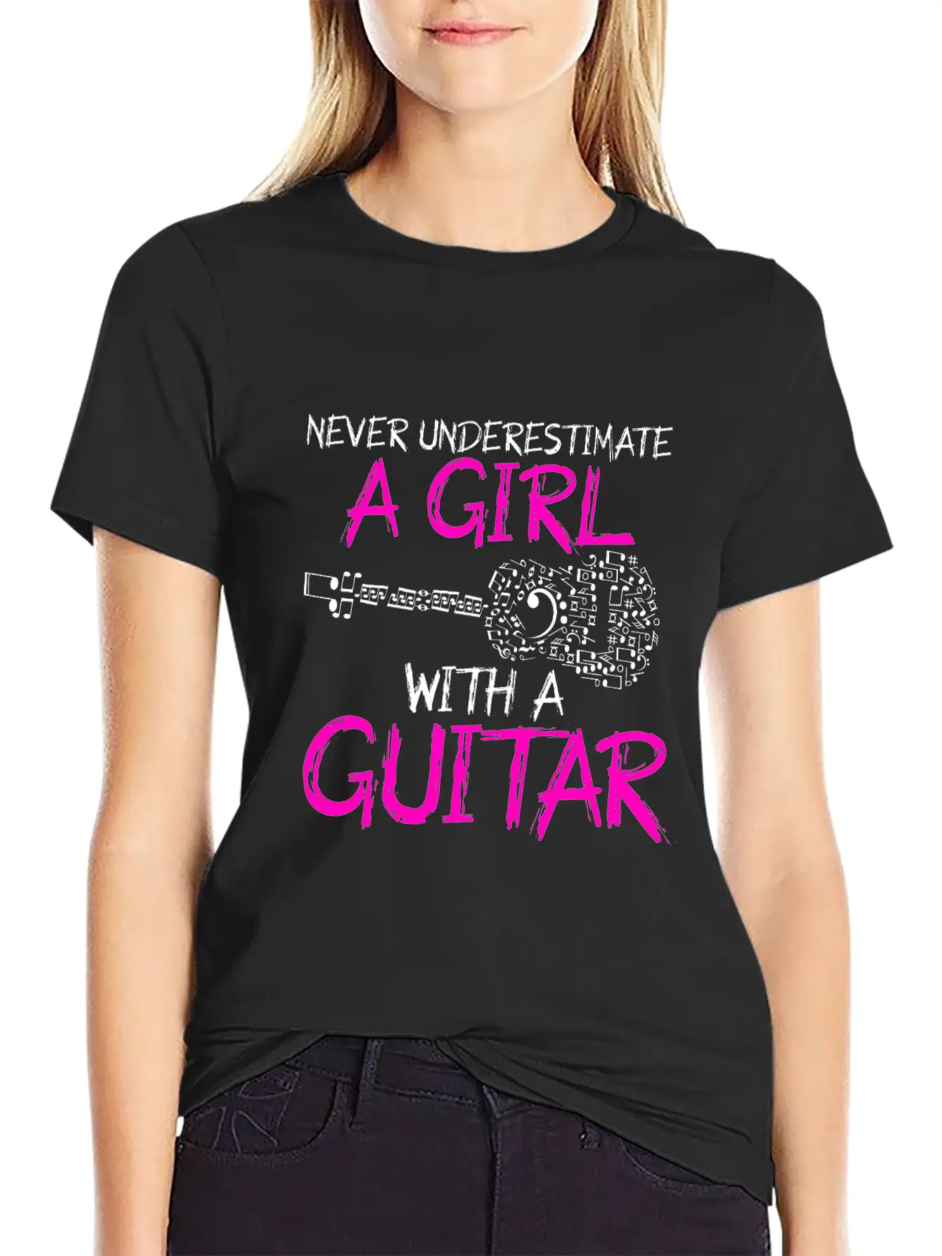 A Girl With A Guitar Basic Graphic T-Shirt – Daily Comfort In Soft Cotton