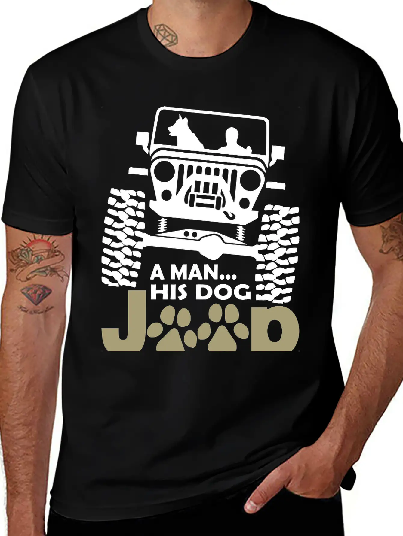 A Man His Dog Jeep Shirt Gift Basic Graphic T-Shirt – Daily Comfort In Soft Cotton