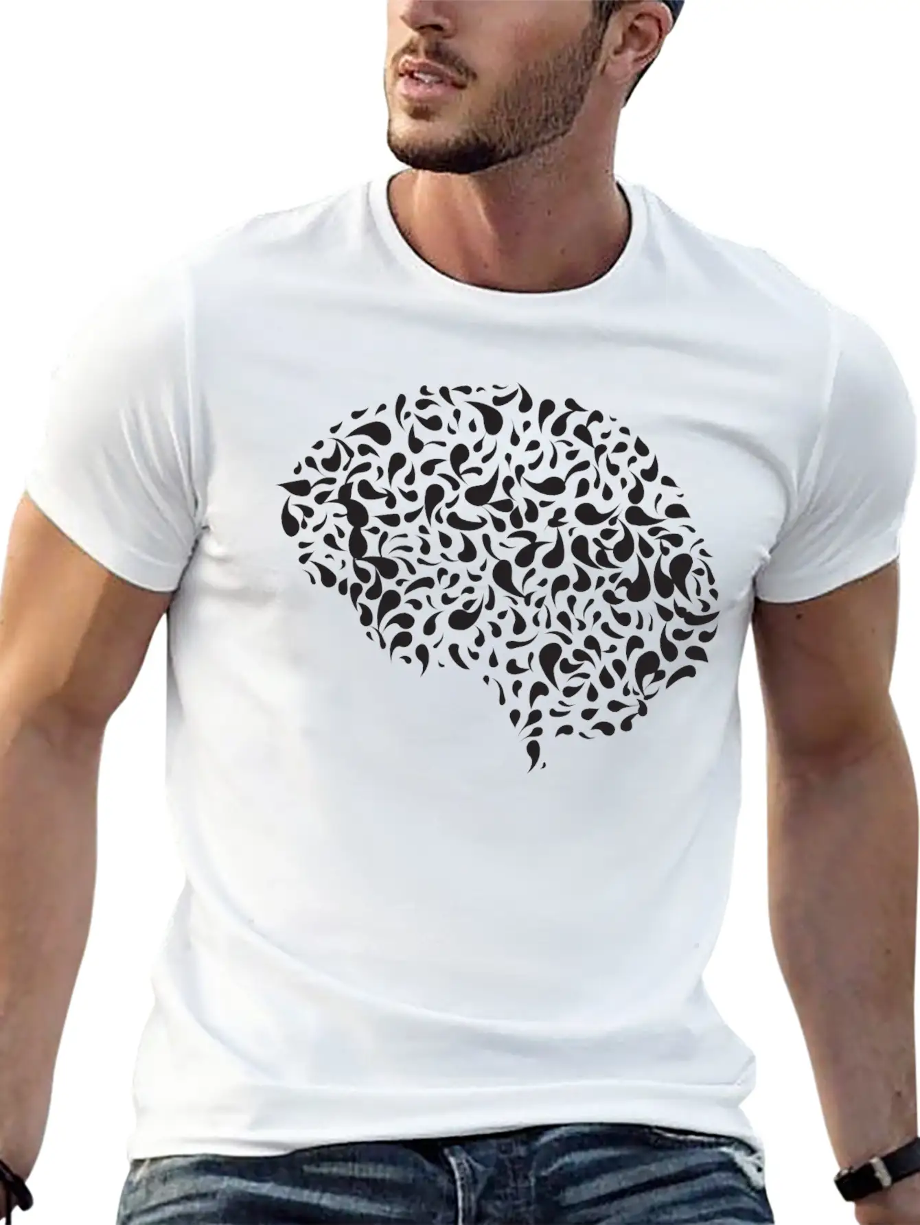Abstract Drops Brain Stylish Everyday T-Shirt – Unisex Basic Cotton Tee
