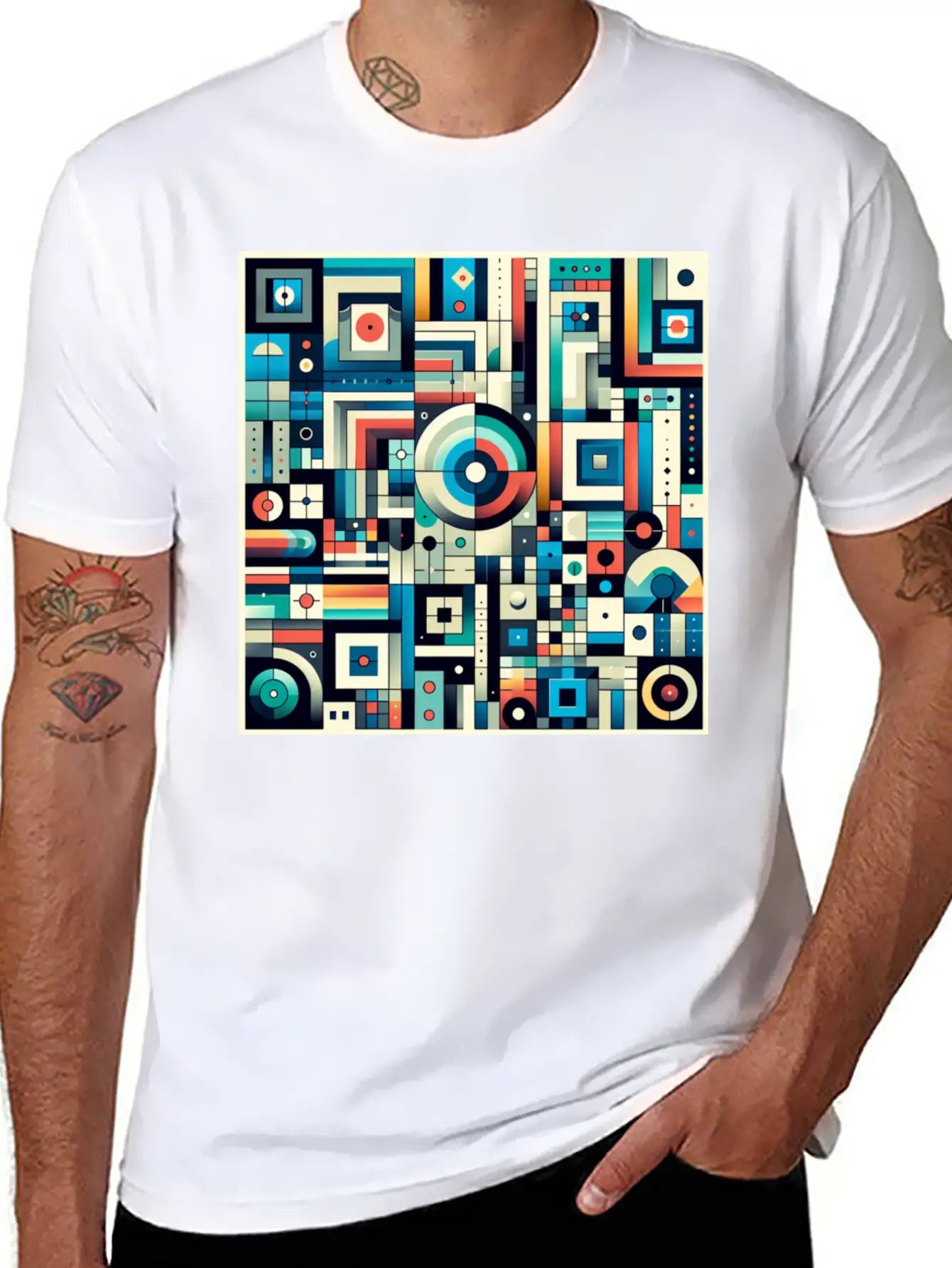 Abstract Geometric Stylish Everyday T-Shirt – Unisex Basic Cotton Tee