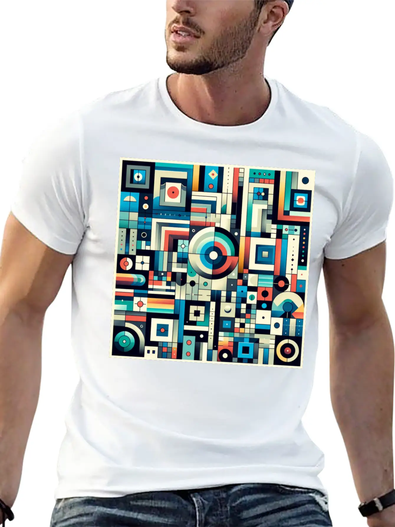 Abstract Geometric Stylish Everyday T-Shirt – Unisex Basic Cotton Tee