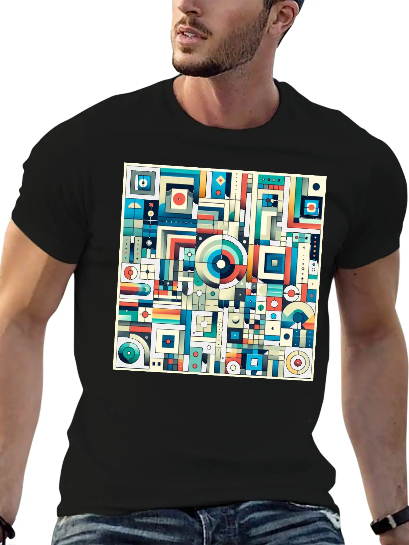 Abstract Geometric Stylish Everyday T-Shirt – Unisex Basic Cotton Tee