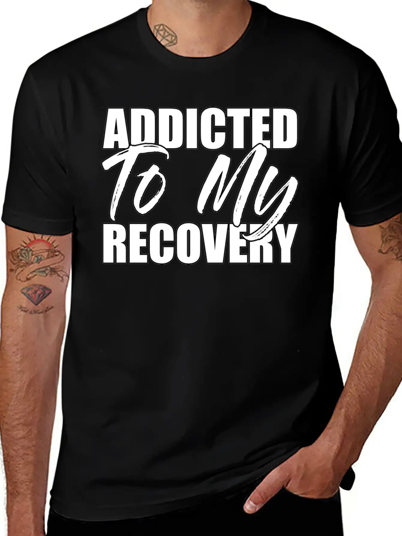 Addicted To My Recovery Funny Sarcastic Gift Idea Basic Graphic T-Shirt – Daily Comfort In Soft Cotton