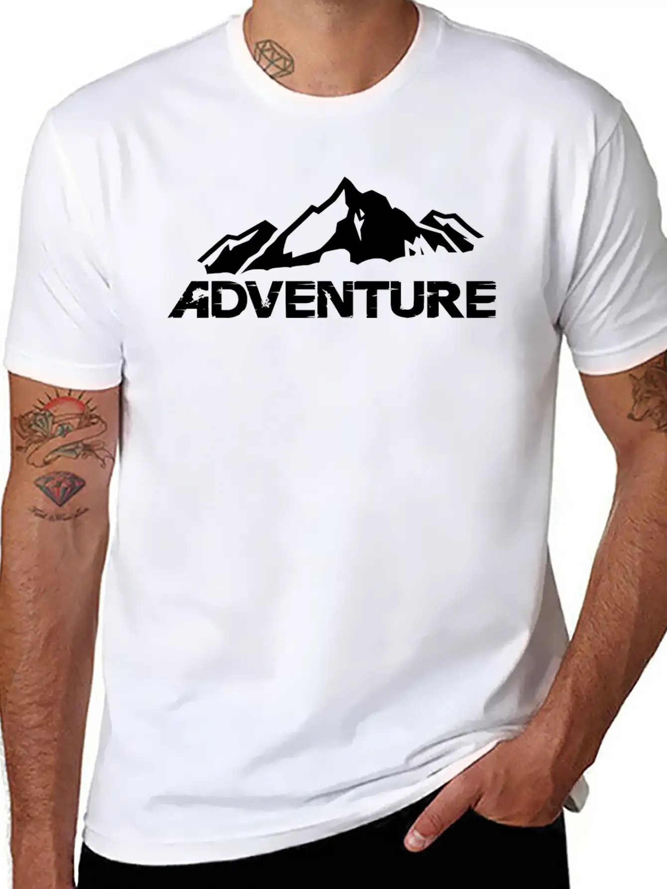 Adventure Mountain / Mountain Black Basic Graphic T-Shirt – Daily Comfort In Soft Cotton