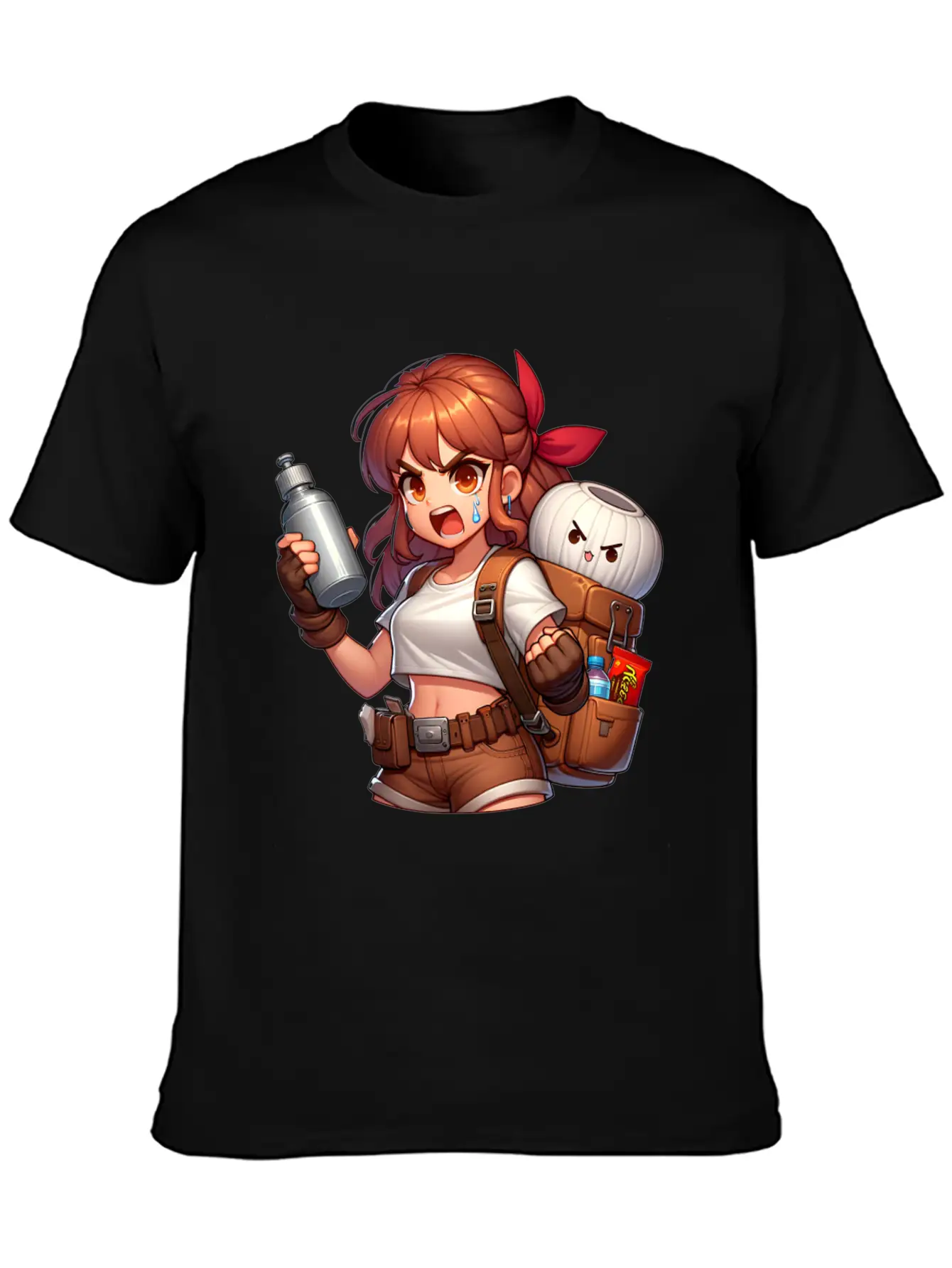 Adventurous Anime Girl Ready For Action Stylish Everyday T-Shirt – Unisex Basic Cotton Tee