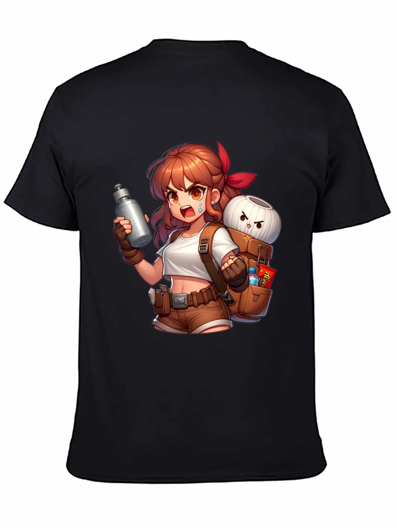 Adventurous Anime Girl Ready For Action Stylish Everyday T-Shirt – Unisex Basic Cotton Tee
