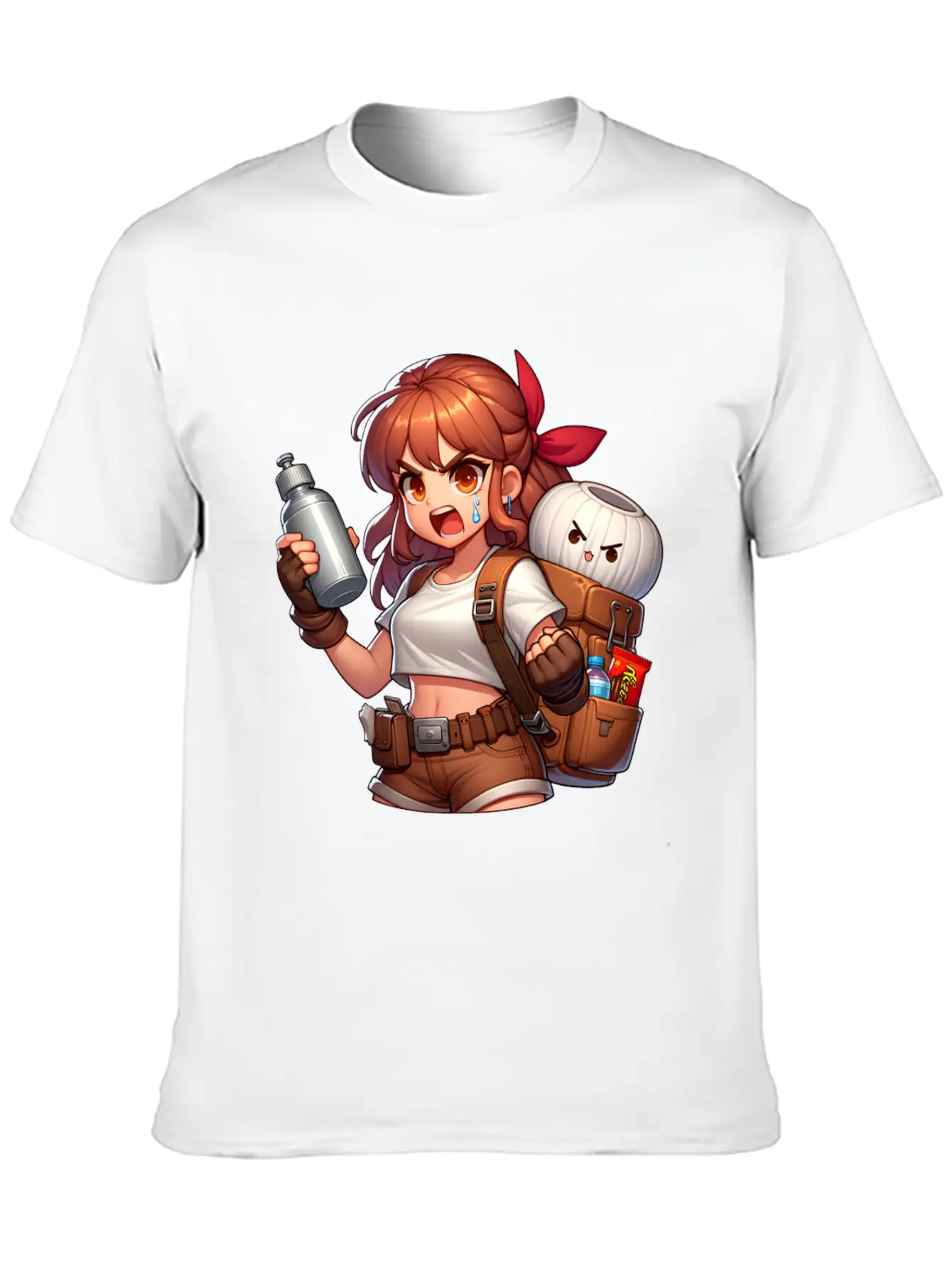 Adventurous Anime Girl Ready For Action Stylish Everyday T-Shirt – Unisex Basic Cotton Tee