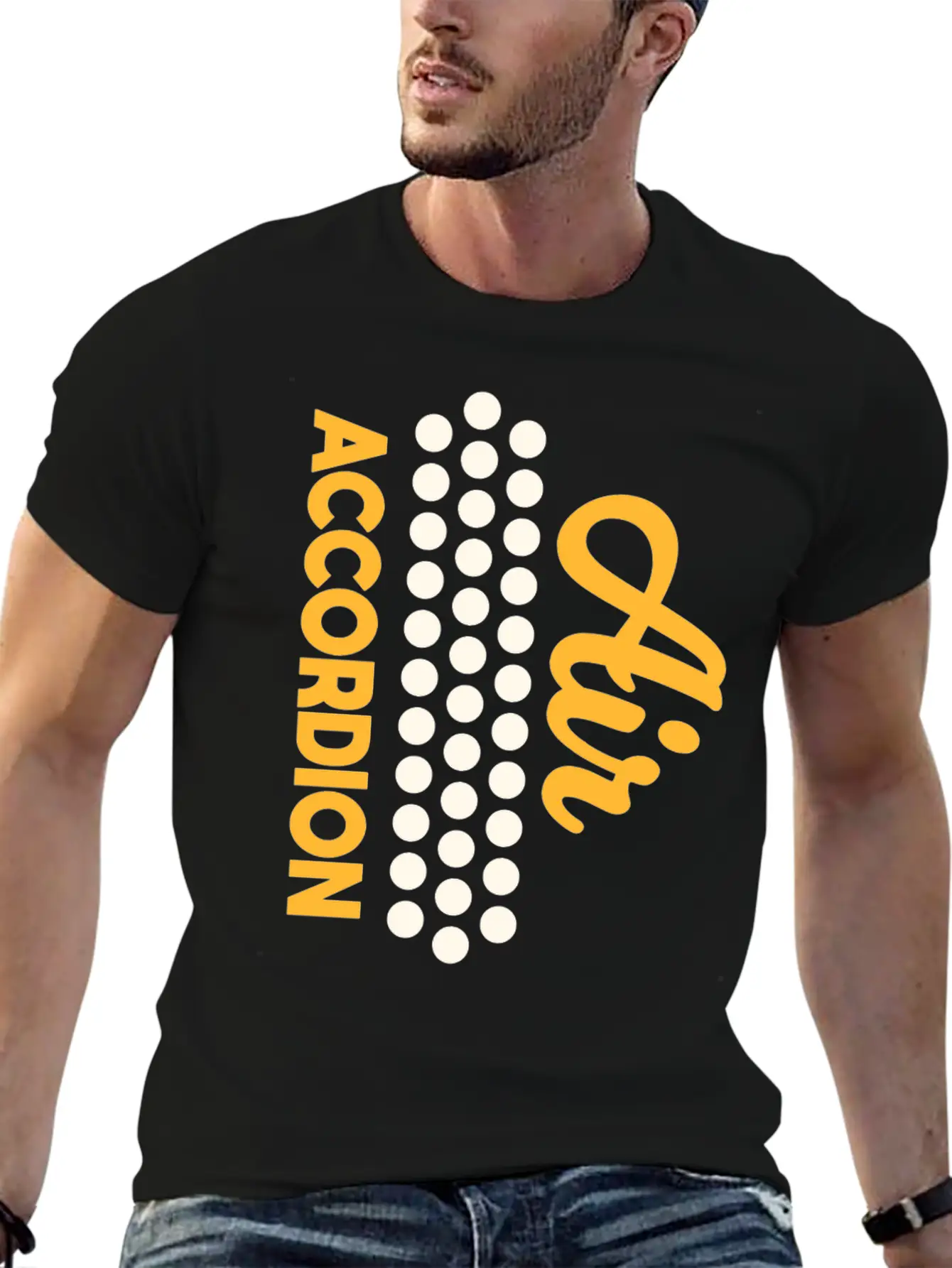 Air Accordion, Musician, Playing Accordion Basic Graphic T-Shirt – Daily Comfort In Soft Cotton