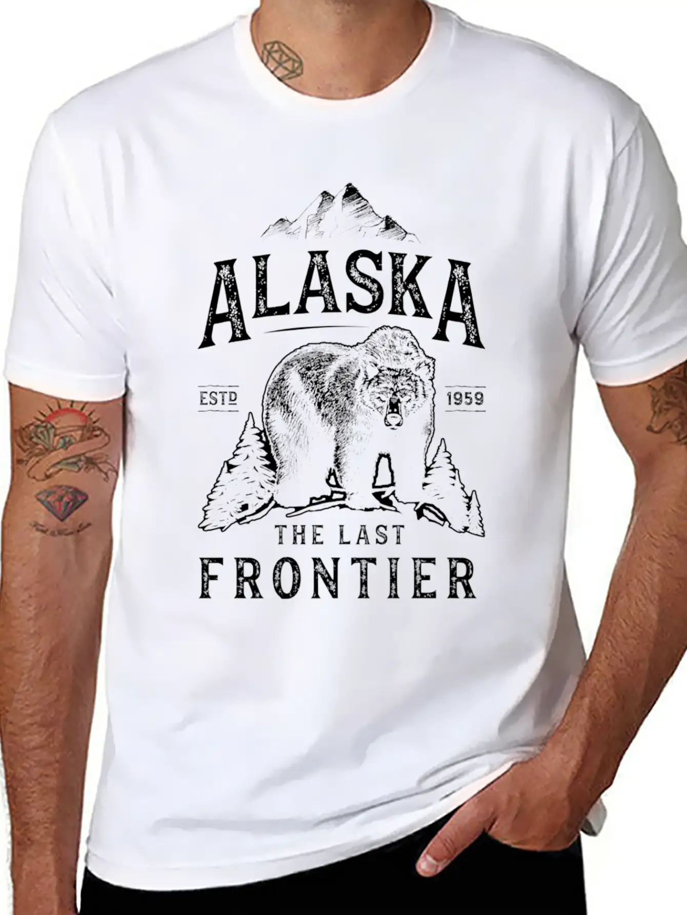 Alaska The Last Frontier Bear Home T Shirt Basic Graphic T-Shirt – Daily Comfort In Soft Cotton