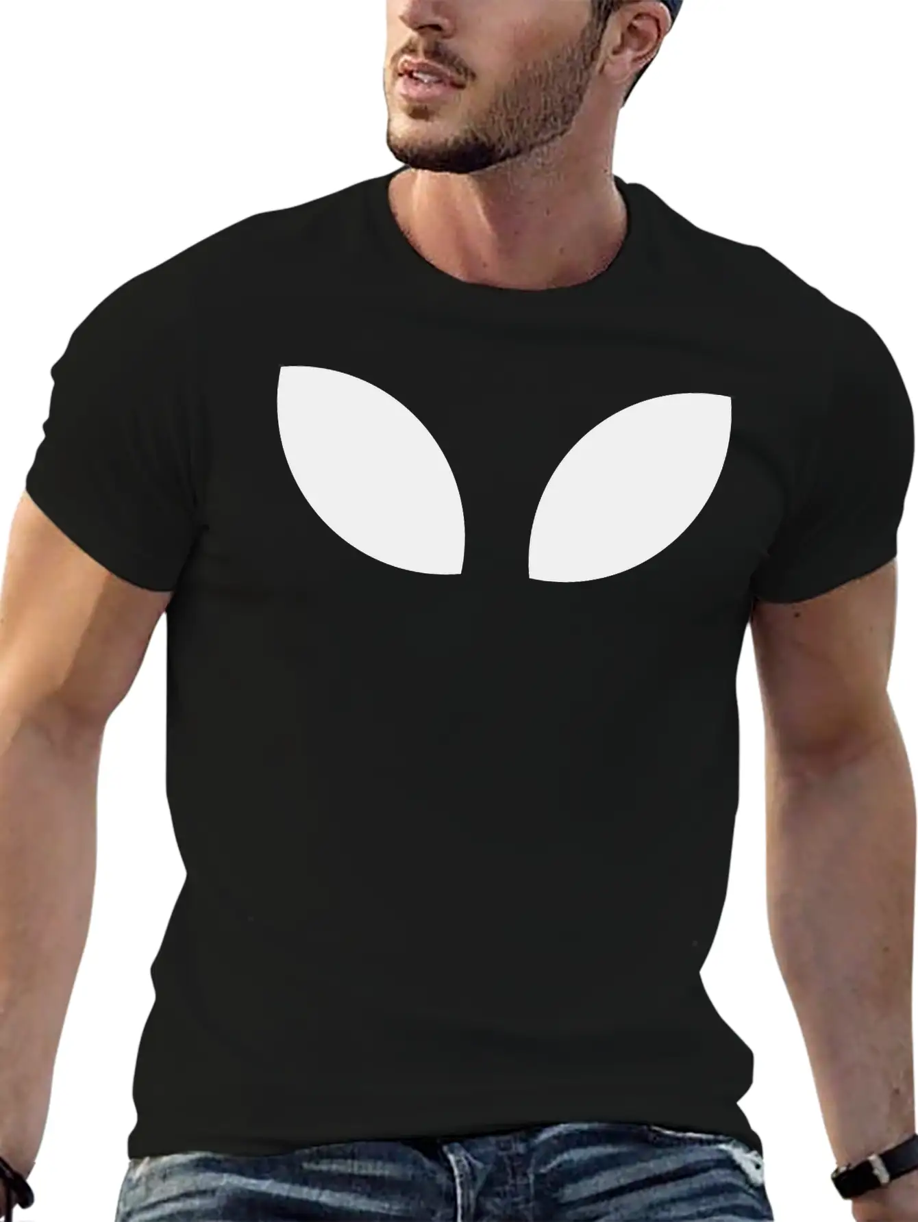 Alien Eyes, They Are Here Basic Graphic T-Shirt – Daily Comfort In Soft Cotton