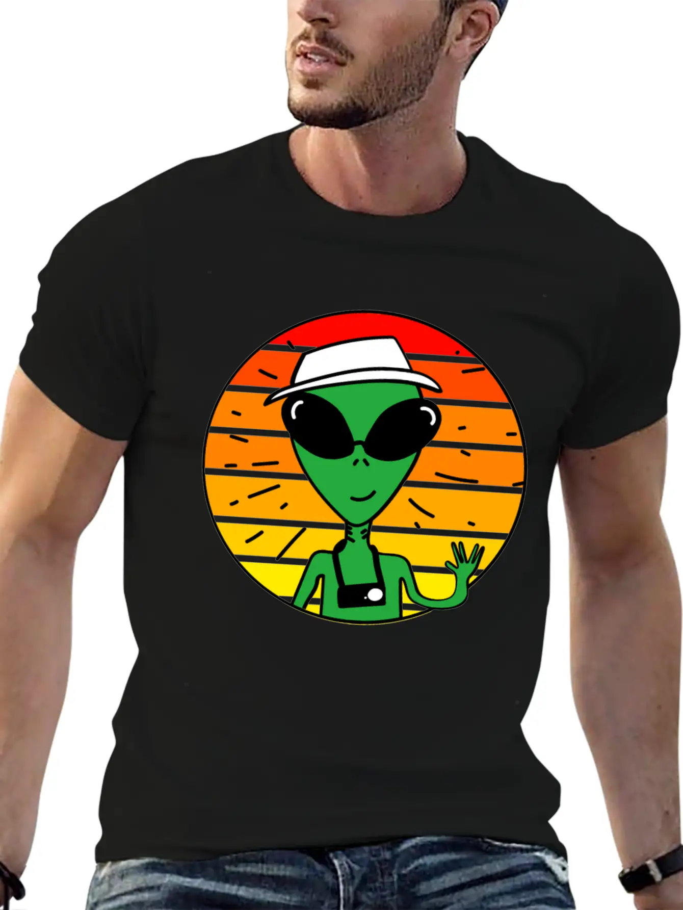 Alien Sunset Stylish Everyday T-Shirt – Unisex Basic Cotton Tee