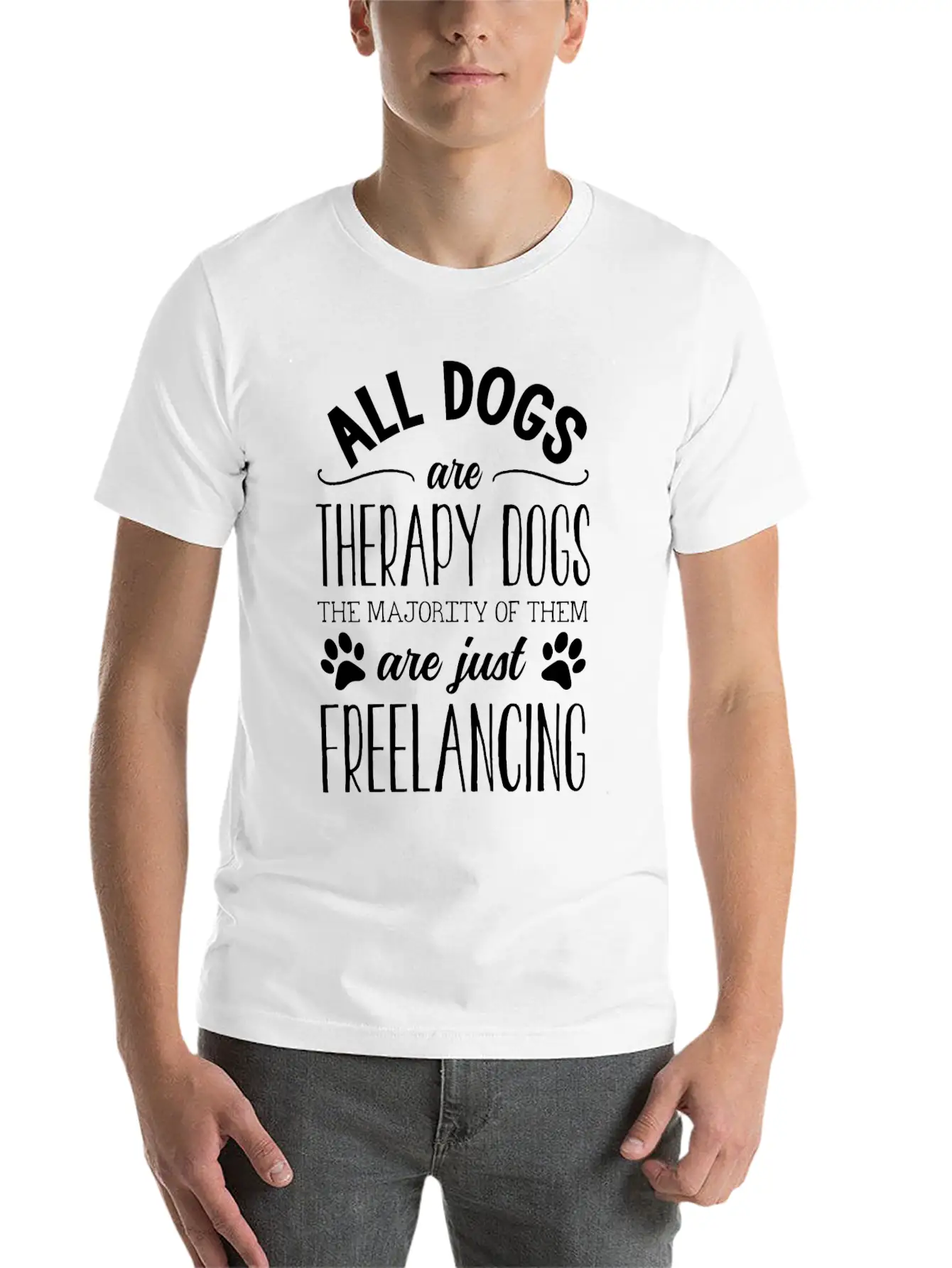 All Dogs Are Therapy Dogs Stylish Everyday T-Shirt – Unisex Basic Cotton Tee