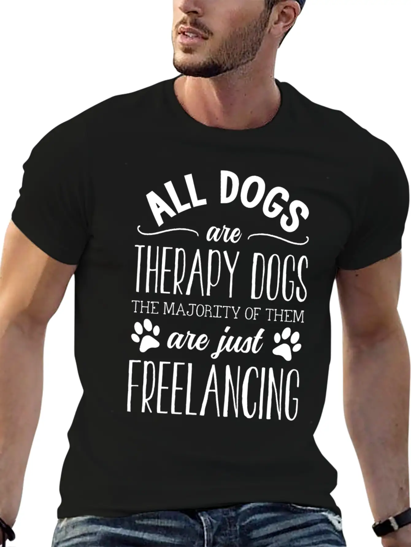 All Dogs Are Therapy Dogs Stylish Everyday T-Shirt – Unisex Basic Cotton Tee