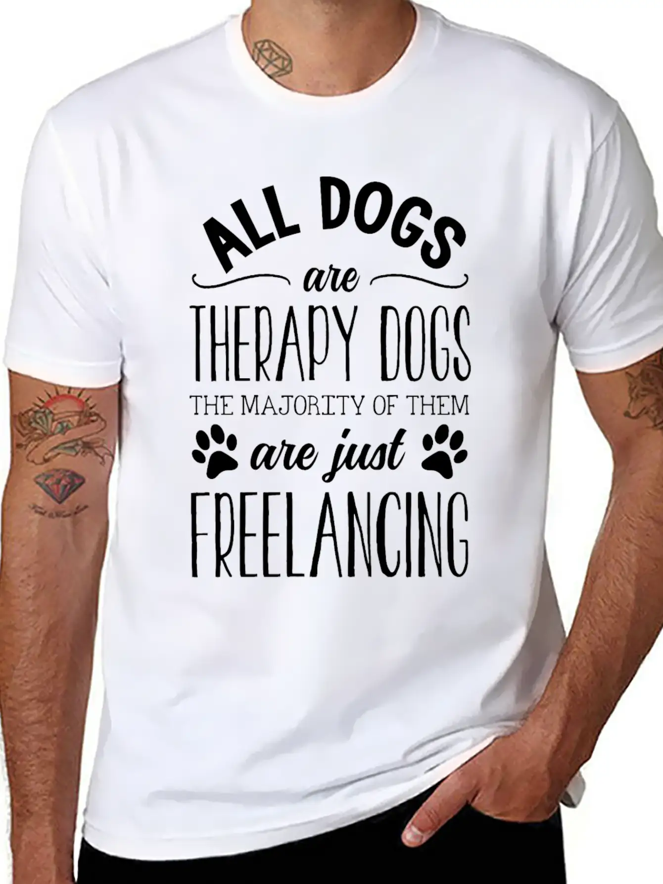 All Dogs Are Therapy Dogs Stylish Everyday T-Shirt – Unisex Basic Cotton Tee