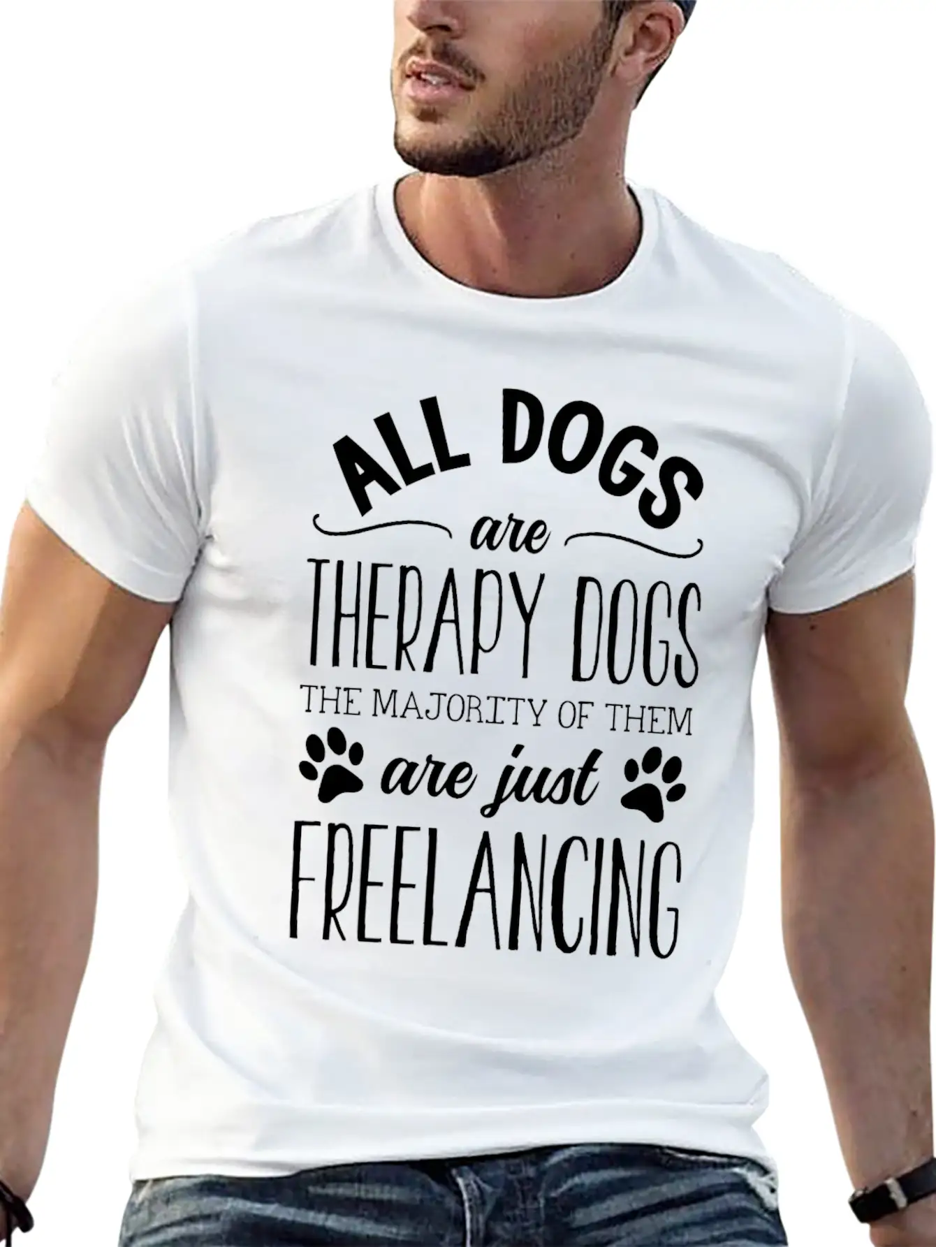 All Dogs Are Therapy Dogs Stylish Everyday T-Shirt – Unisex Basic Cotton Tee