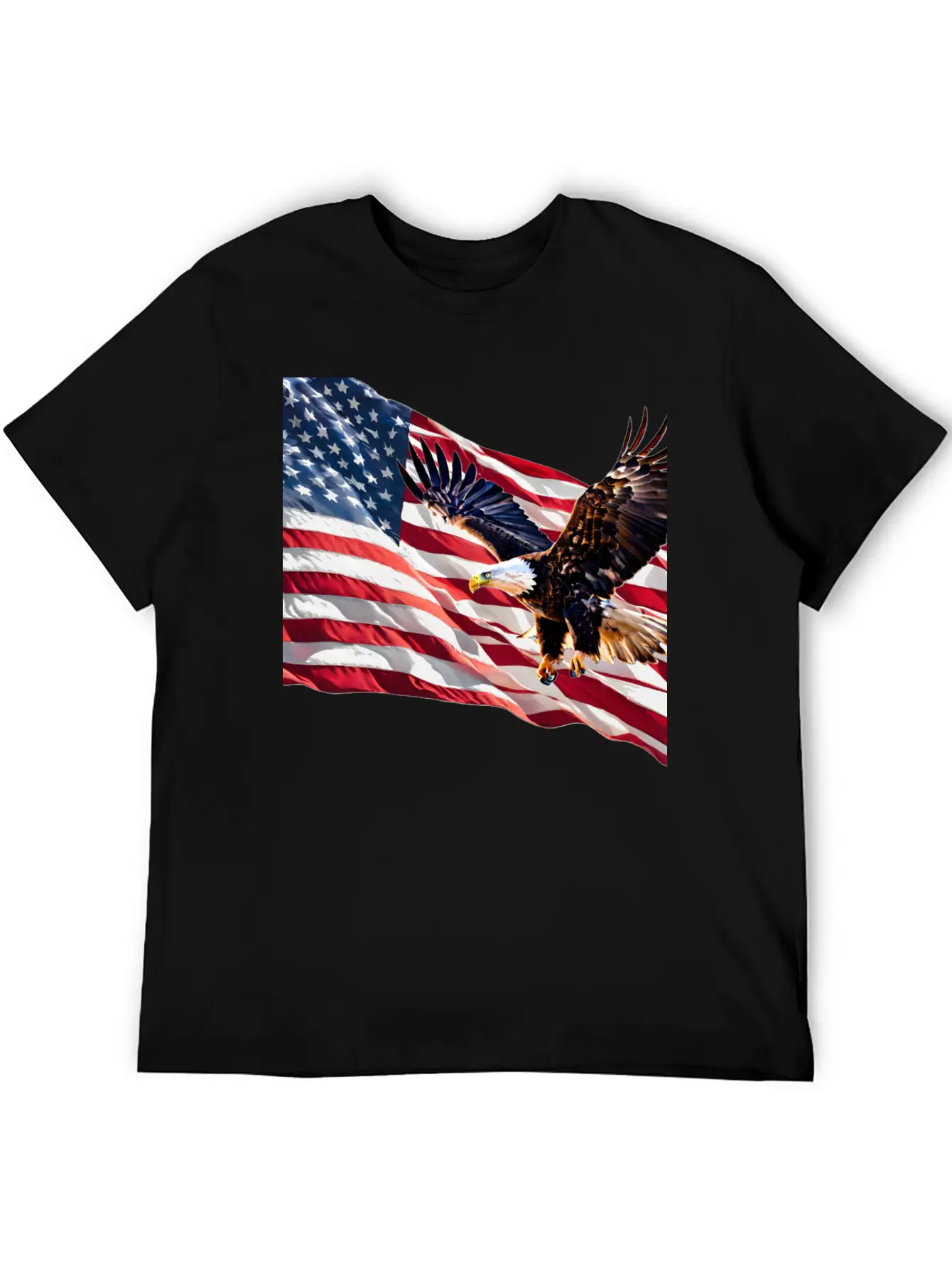 American Eagle And Flag Basic Graphic T-Shirt – Daily Comfort In Soft Cotton