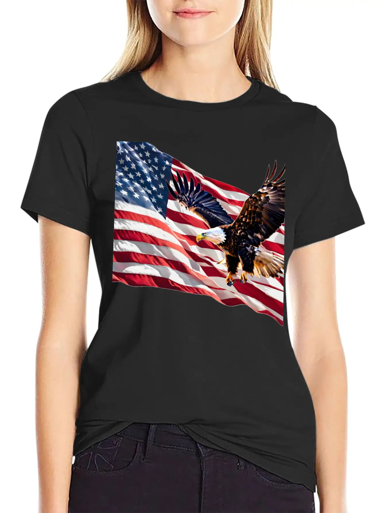 American Eagle And Flag Basic Graphic T-Shirt – Daily Comfort In Soft Cotton