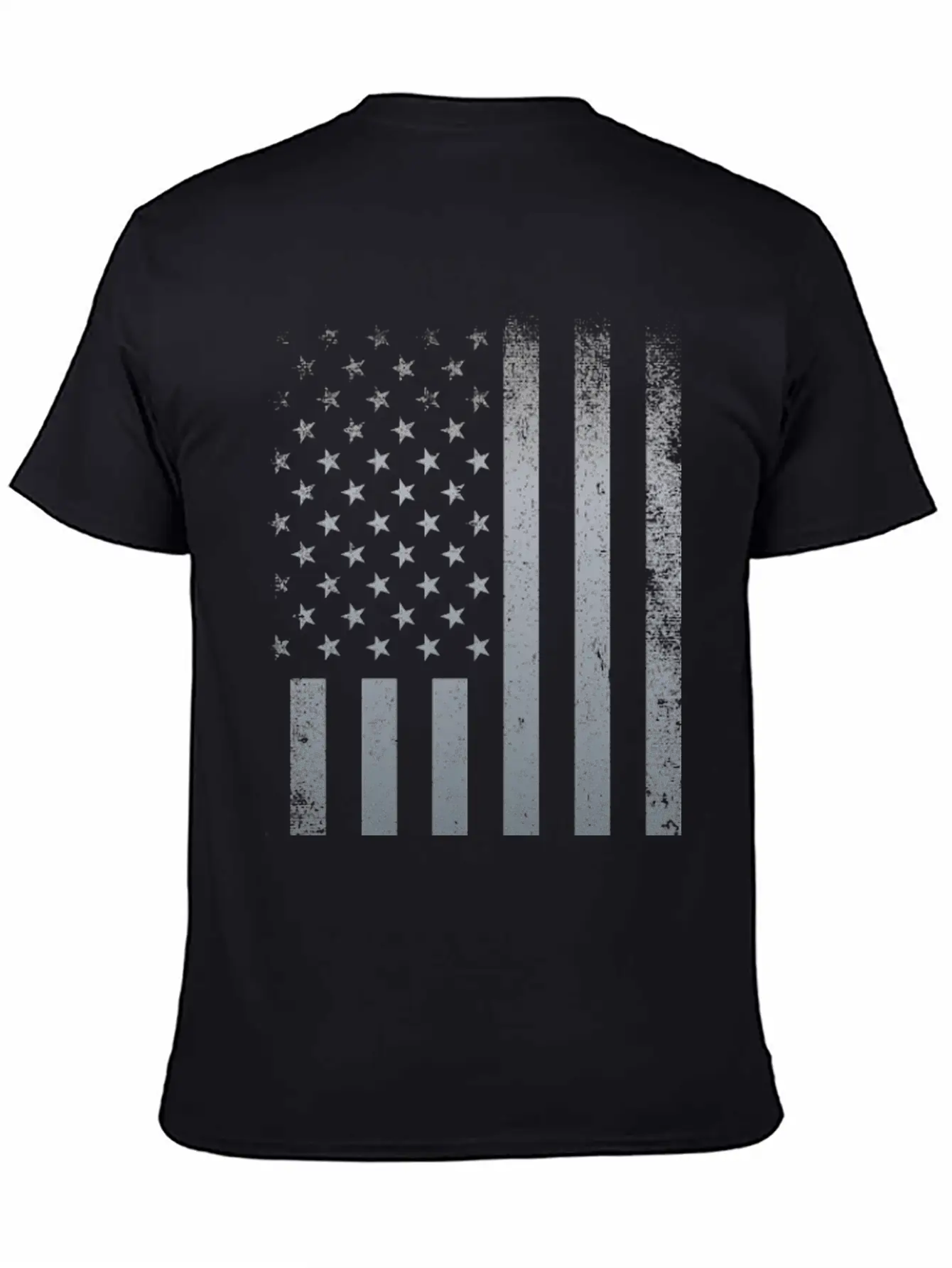 American Flag: Distressed Silver Basic Graphic T-Shirt – Daily Comfort In Soft Cotton