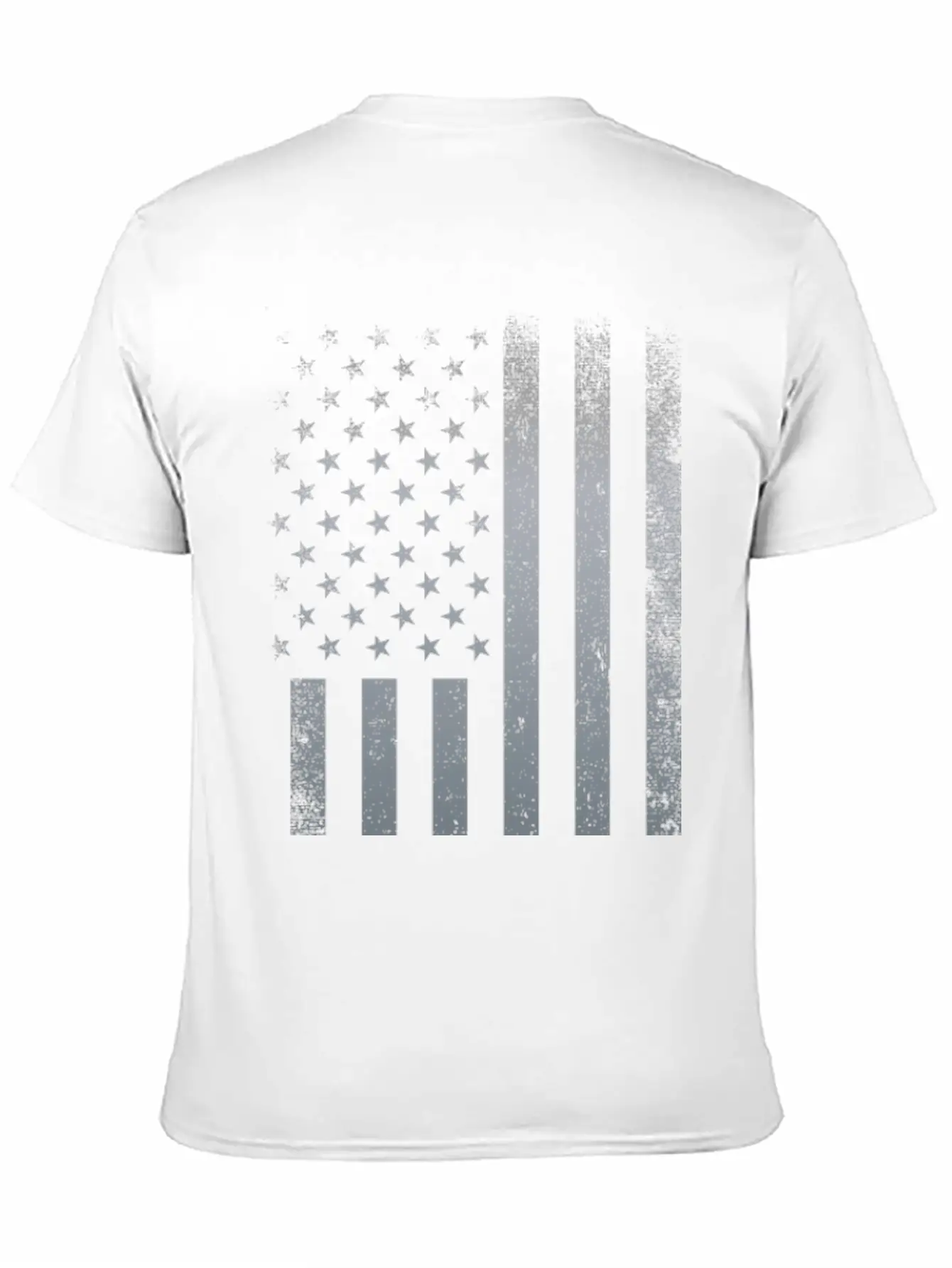 American Flag: Distressed Silver Basic Graphic T-Shirt – Daily Comfort In Soft Cotton