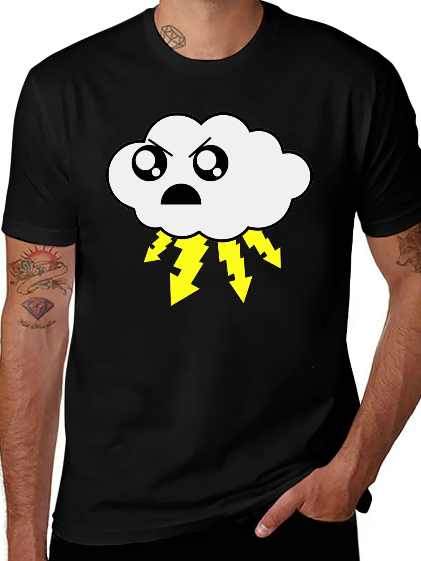 Angry Cloud Lightweight Cotton T-Shirt – Daily Comfort Graphic Shirt