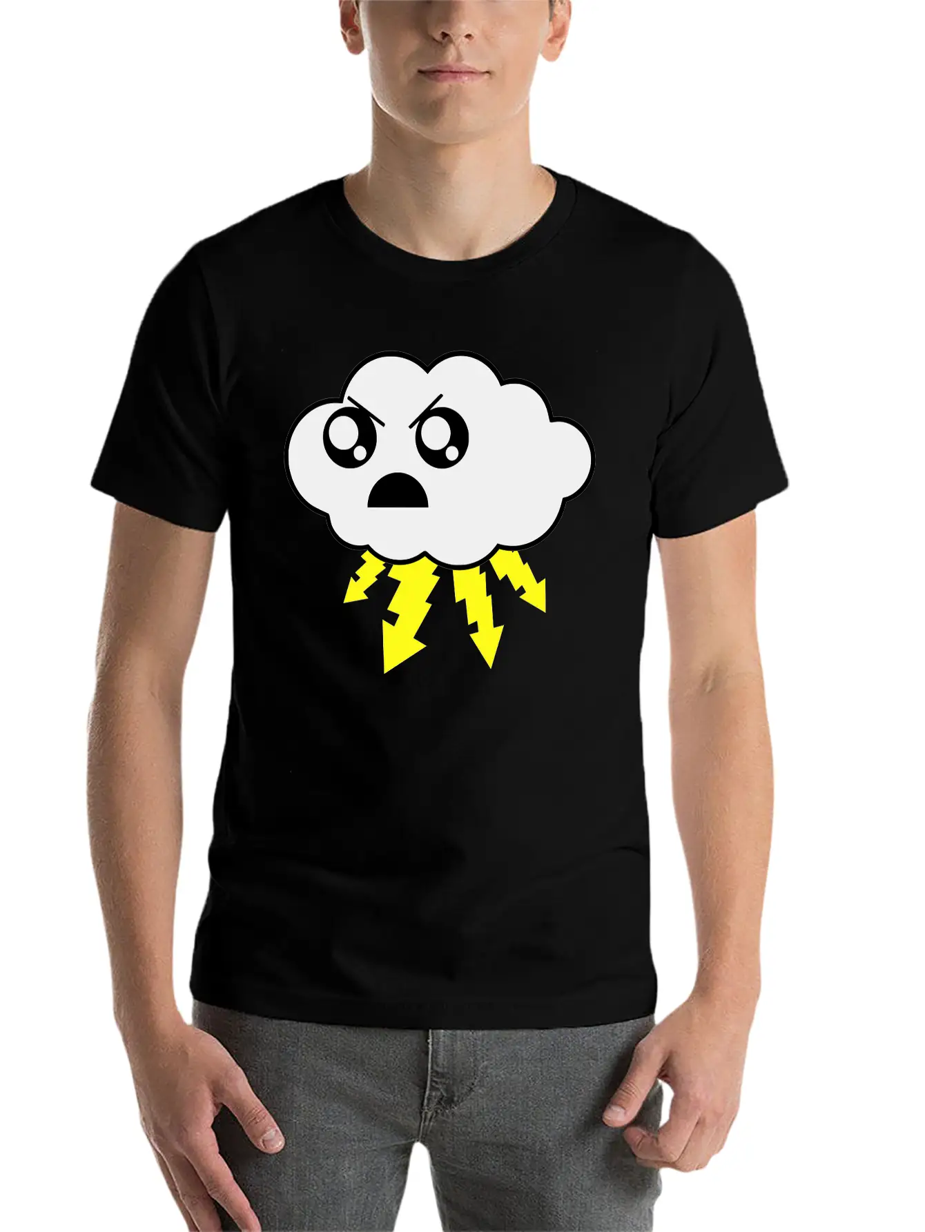 Angry Cloud Lightweight Cotton T-Shirt – Daily Comfort Graphic Shirt