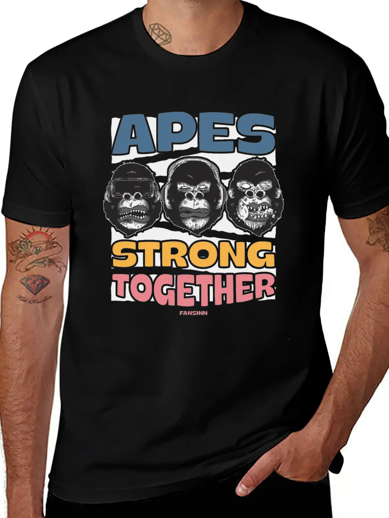 Apes Strong Together Lightweight Cotton T-Shirt – Daily Comfort Graphic Shirt