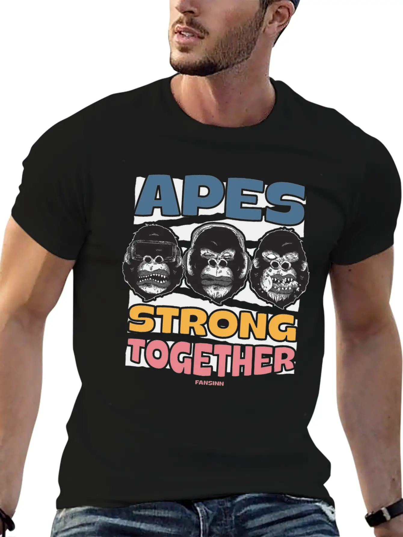 Apes Strong Together Lightweight Cotton T-Shirt – Daily Comfort Graphic Shirt
