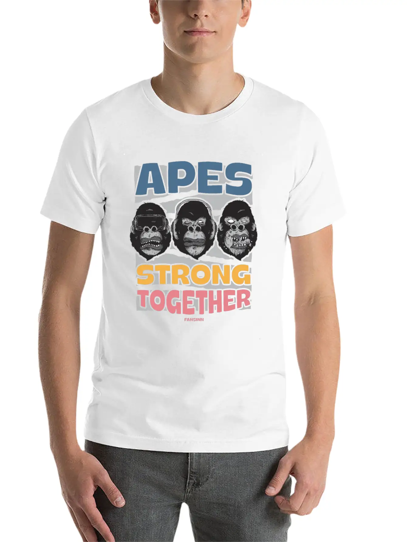 Apes Strong Together Lightweight Cotton T-Shirt – Daily Comfort Graphic Shirt
