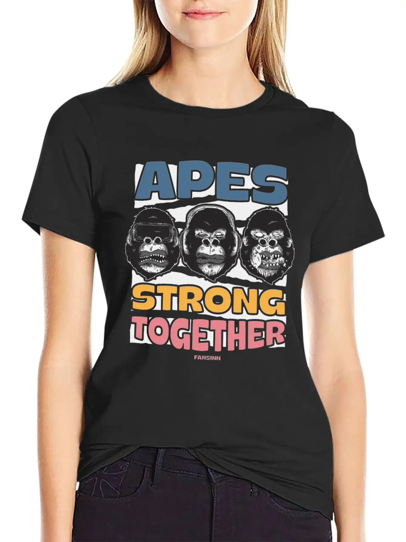 Apes Strong Together Lightweight Cotton T-Shirt – Daily Comfort Graphic Shirt