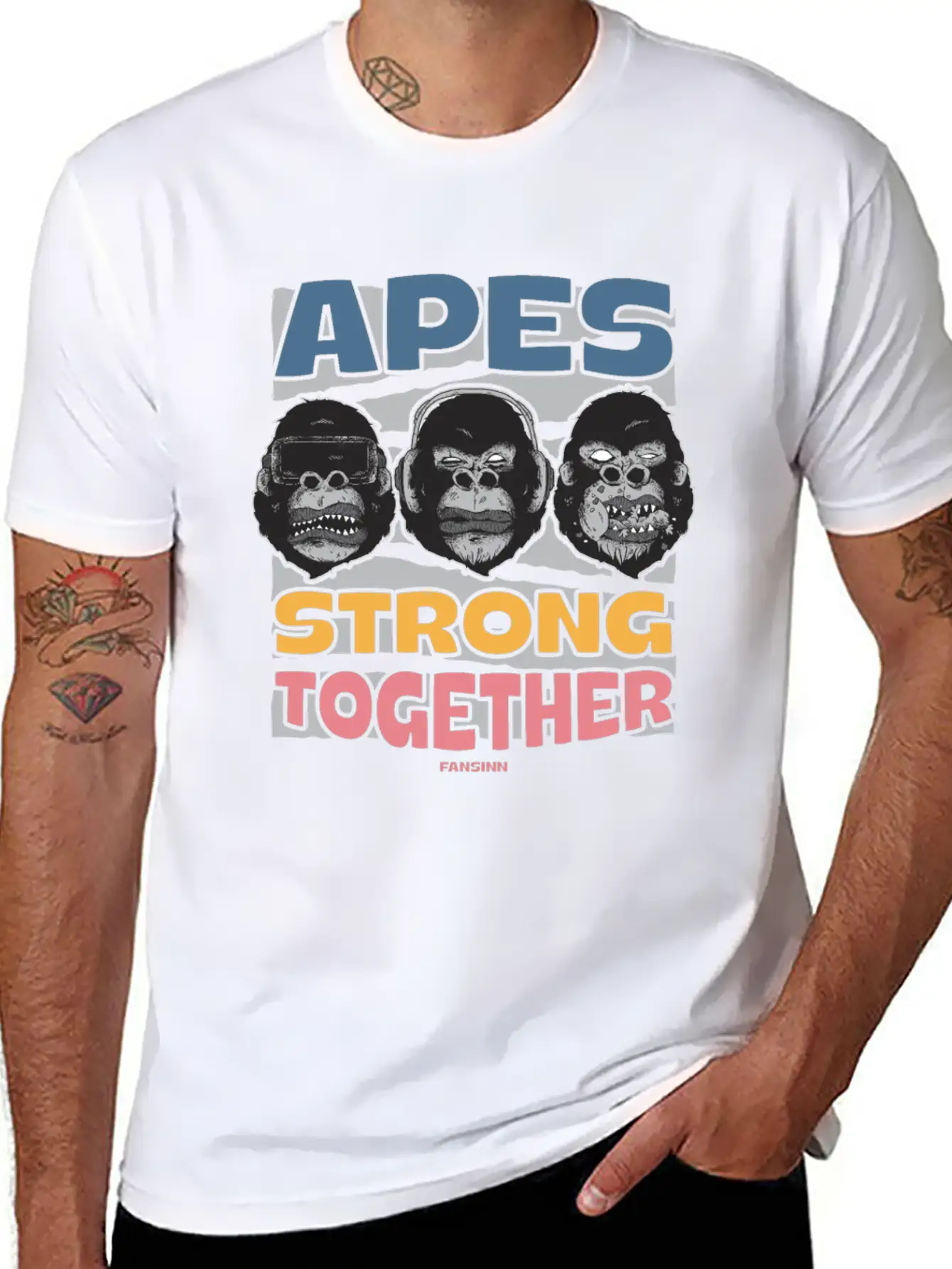Apes Strong Together Lightweight Cotton T-Shirt – Daily Comfort Graphic Shirt
