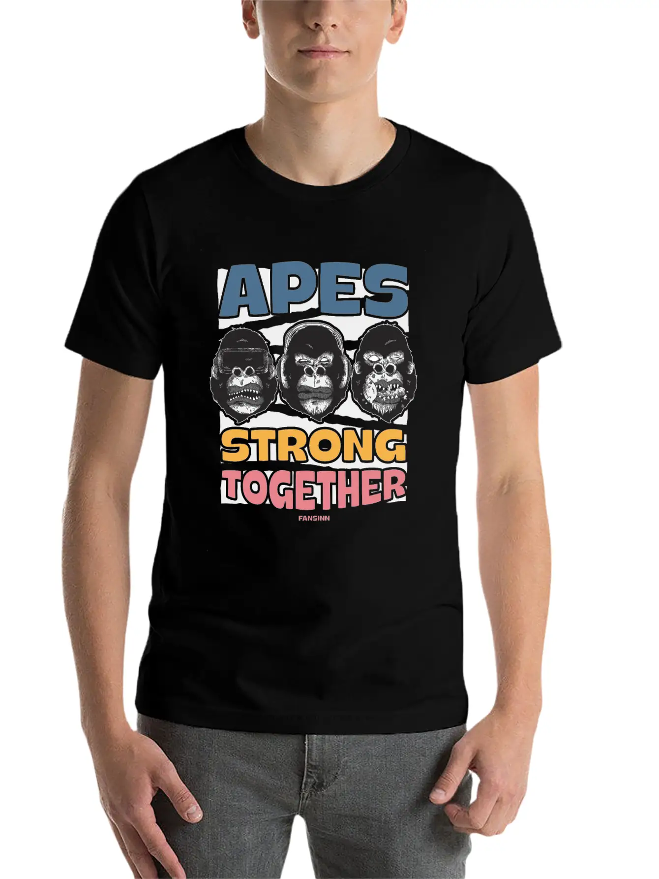 Apes Strong Together Lightweight Cotton T-Shirt – Daily Comfort Graphic Shirt