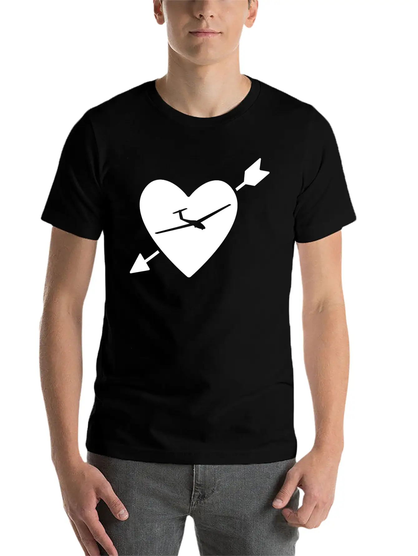 Arrow Heart And Sailplane - (B) Stylish Everyday T-Shirt – Unisex Basic Cotton Tee