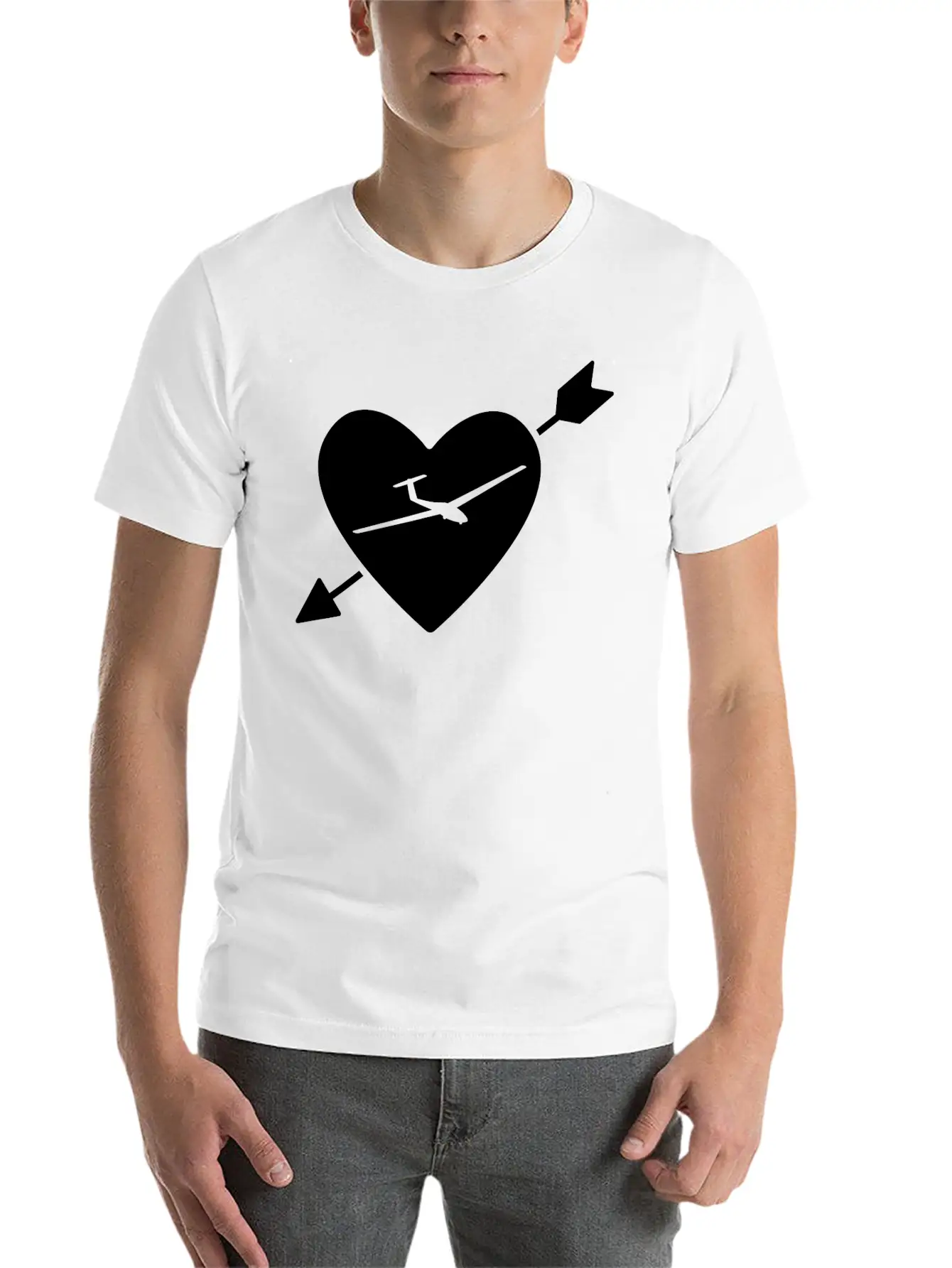 Arrow Heart And Sailplane - (B) Stylish Everyday T-Shirt – Unisex Basic Cotton Tee