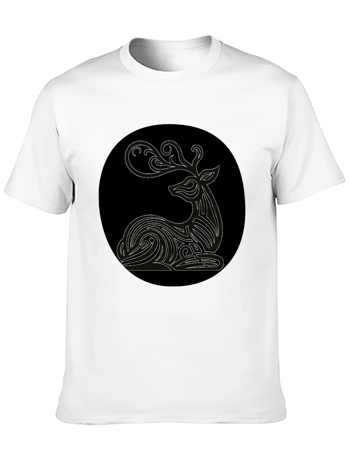 Art Deco Style Reindeer Unisex Casual T-Shirt – Clean Design For Daily Comfort