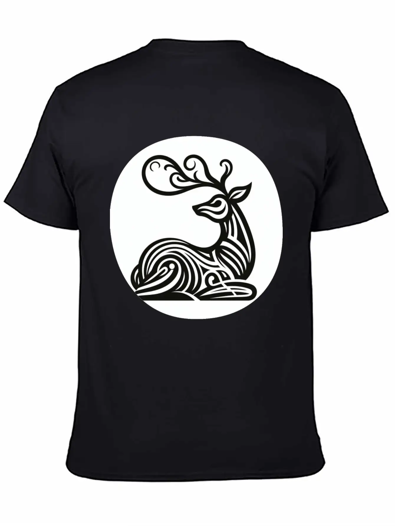 Art Deco Style Reindeer Unisex Casual T-Shirt – Clean Design For Daily Comfort